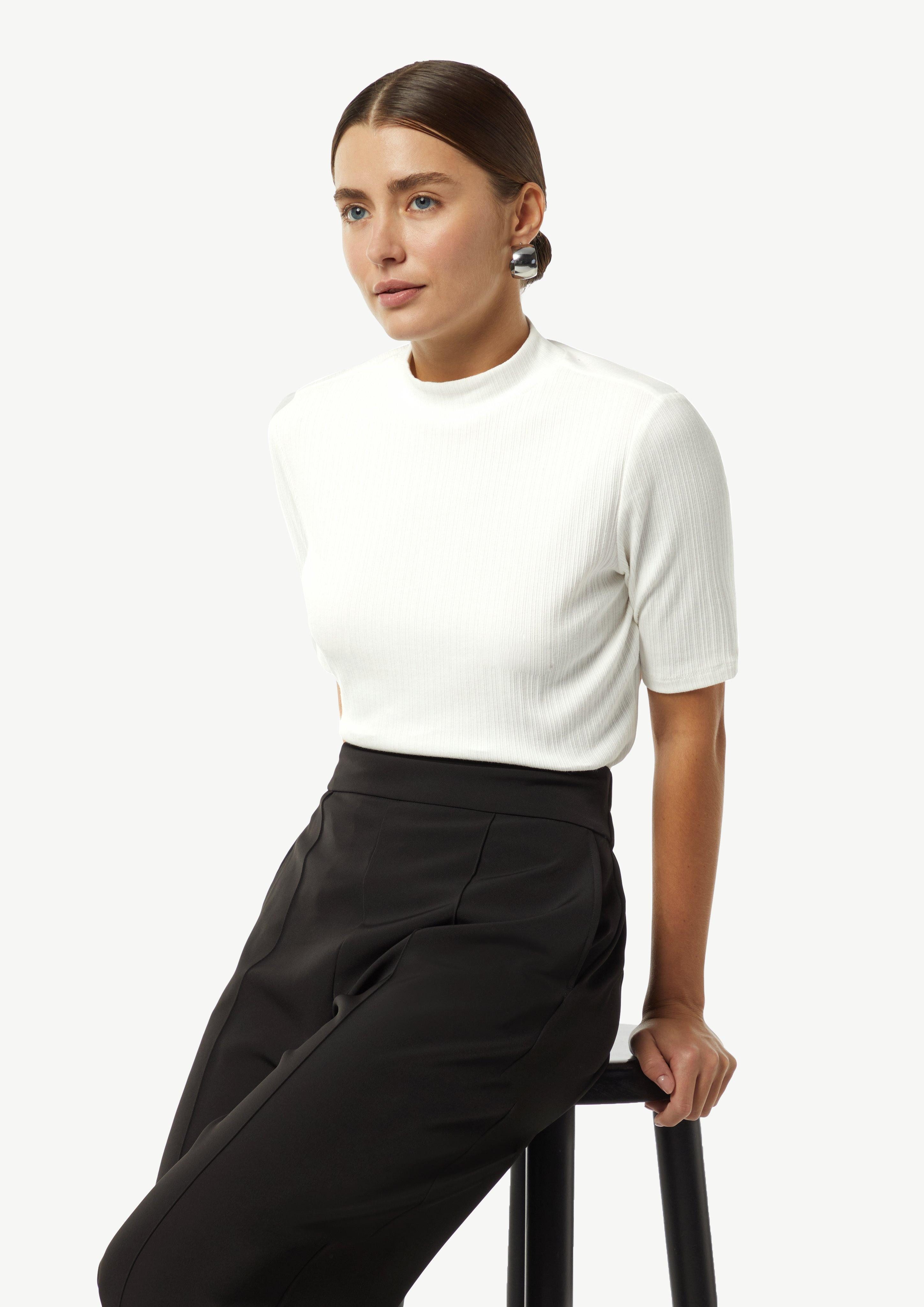 Comma Kurzarmshirt Geripptes T-Shirt im Slim günstig online kaufen