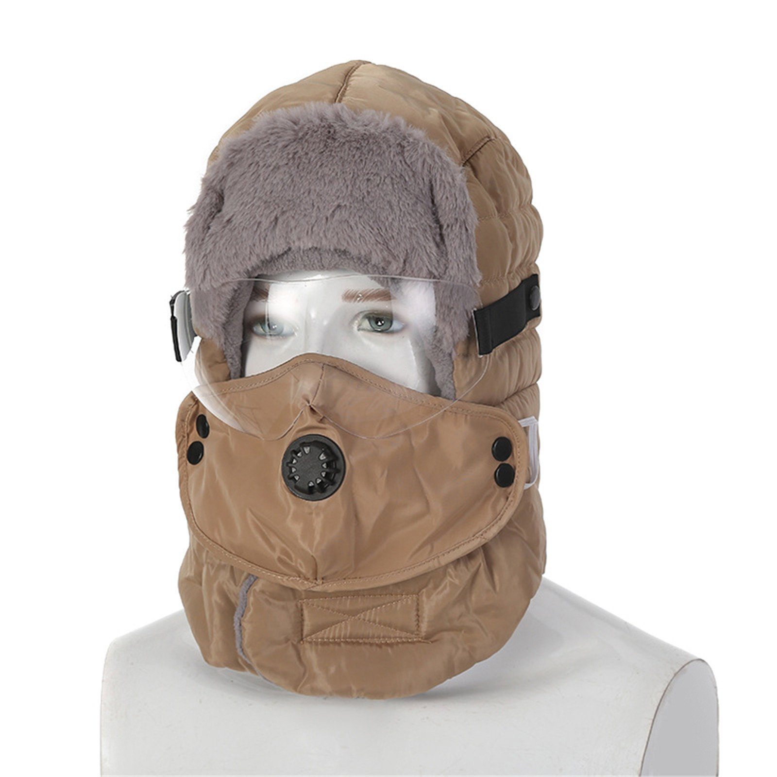 Warm Dreiteiliges keine schwarz Atemventil Blusmart Mit Fleecemütze Schutzbrille Gesichtsschutzbrille Wintermütze Set