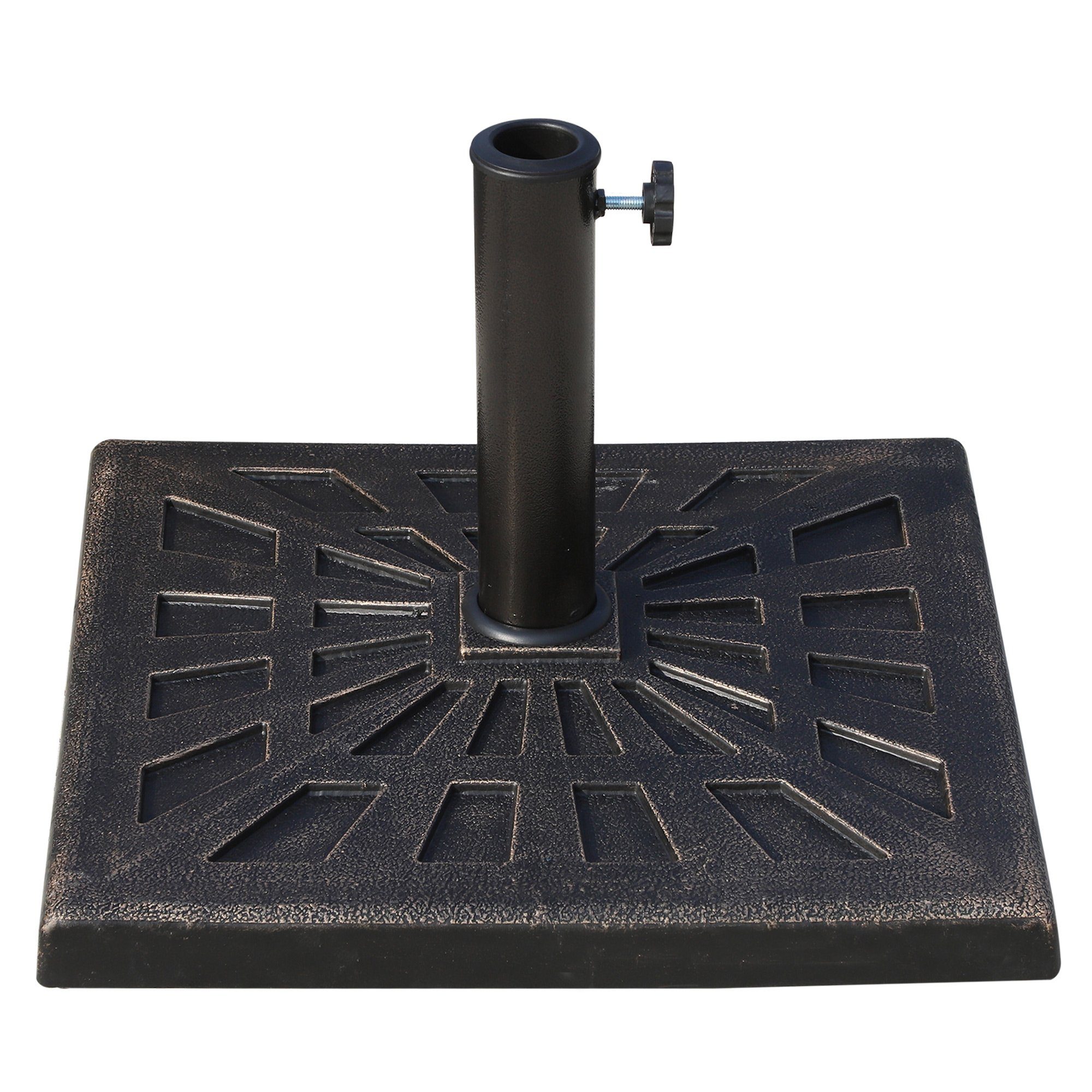 Outsunny Schirmständer Regenschirm Base für Ø38 mm Ø48 mm (Ständer, 1 St., Sonnenschirmständer), Kunstharz Bronze 47 x47 x 32 cm