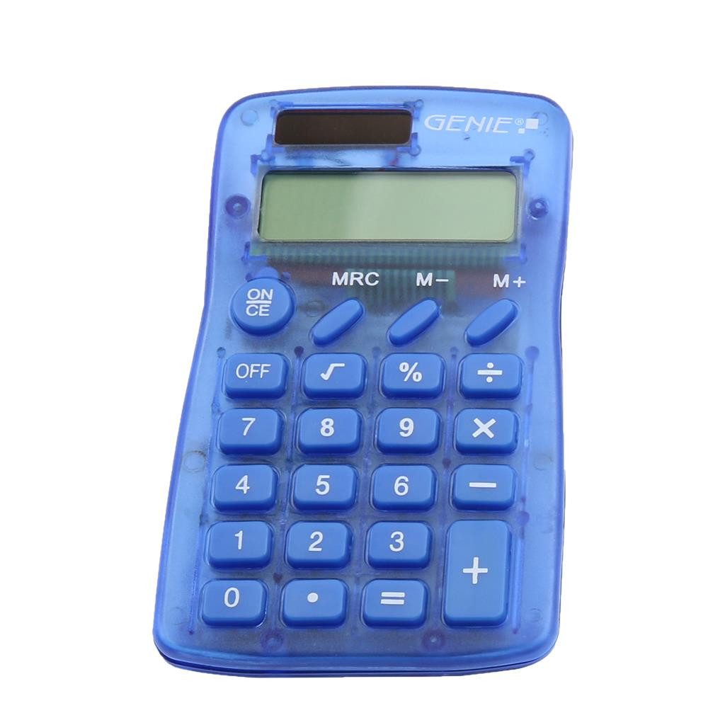 GENIE Taschenrechner Kompaktmodell mit 8-stelliger Anzeige, Dual-Power, Wurzelfunktion, 3-Tasten-Speicher