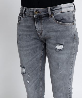 Zhrill Mom-Jeans Jeans ANITA Grey Damen Momjeans 7/8 Cropped 5 Pocket Vintage Slim Fit Anita