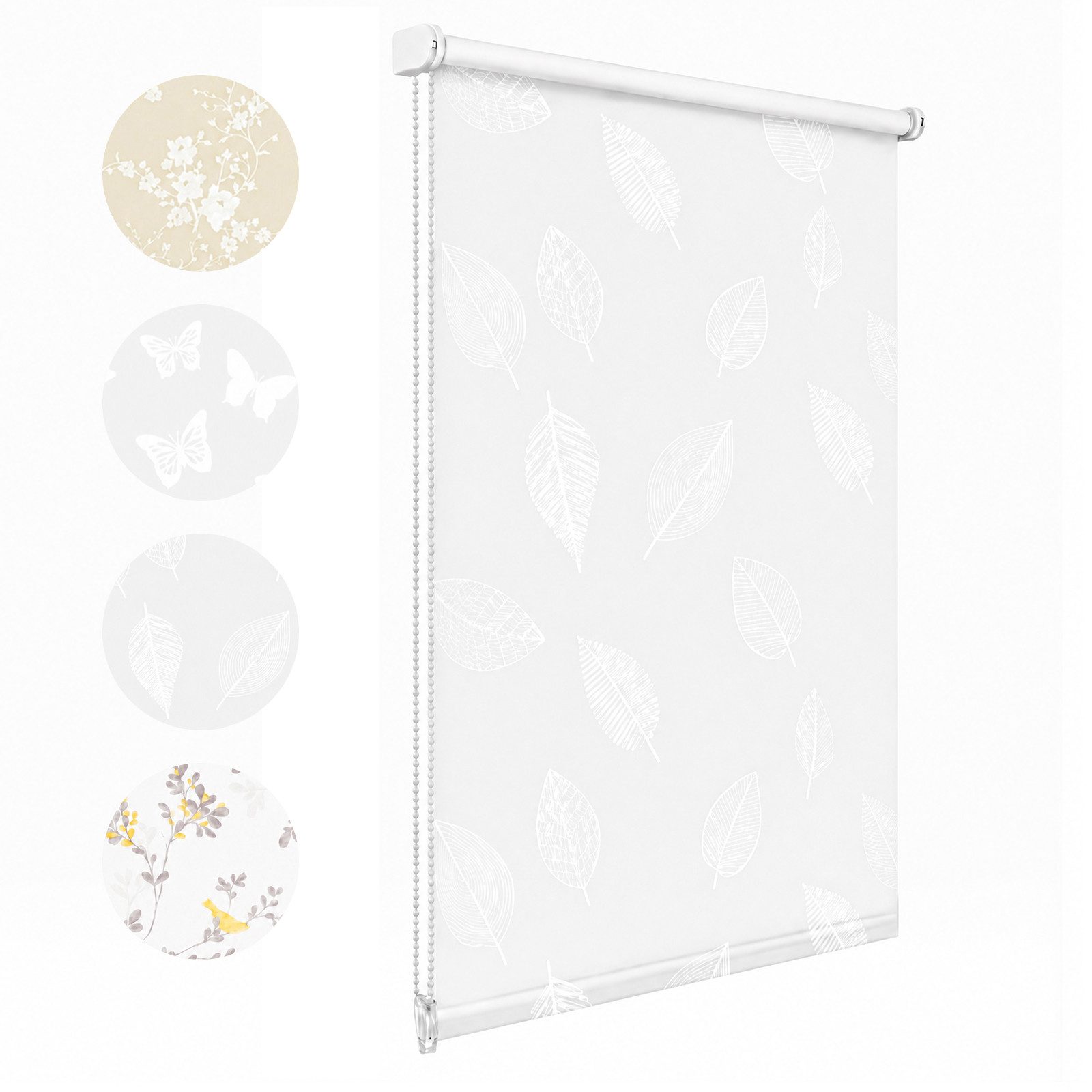 Rollo Seitenzugrollo mit dekorativem Muster Rollo Klemmfix ohne Bohren, Sekey, Klemmfix, Klemmfix, 4 Designs, stufenlos verstellbar, lichtdurchlässig oder verdunkelnd