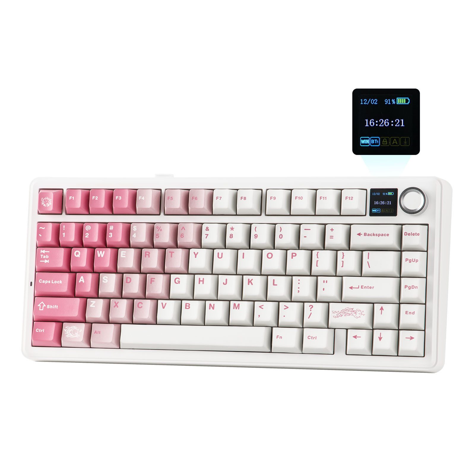 EPOMAKER Mechanische Tastatur (75% Layout) mit TFT-Display und Drehregler Gaming-Tastatur (Gasket Hot-Swap Kabellose Tastatur für PC/Mac/Linux, QWERTY US-Layout)