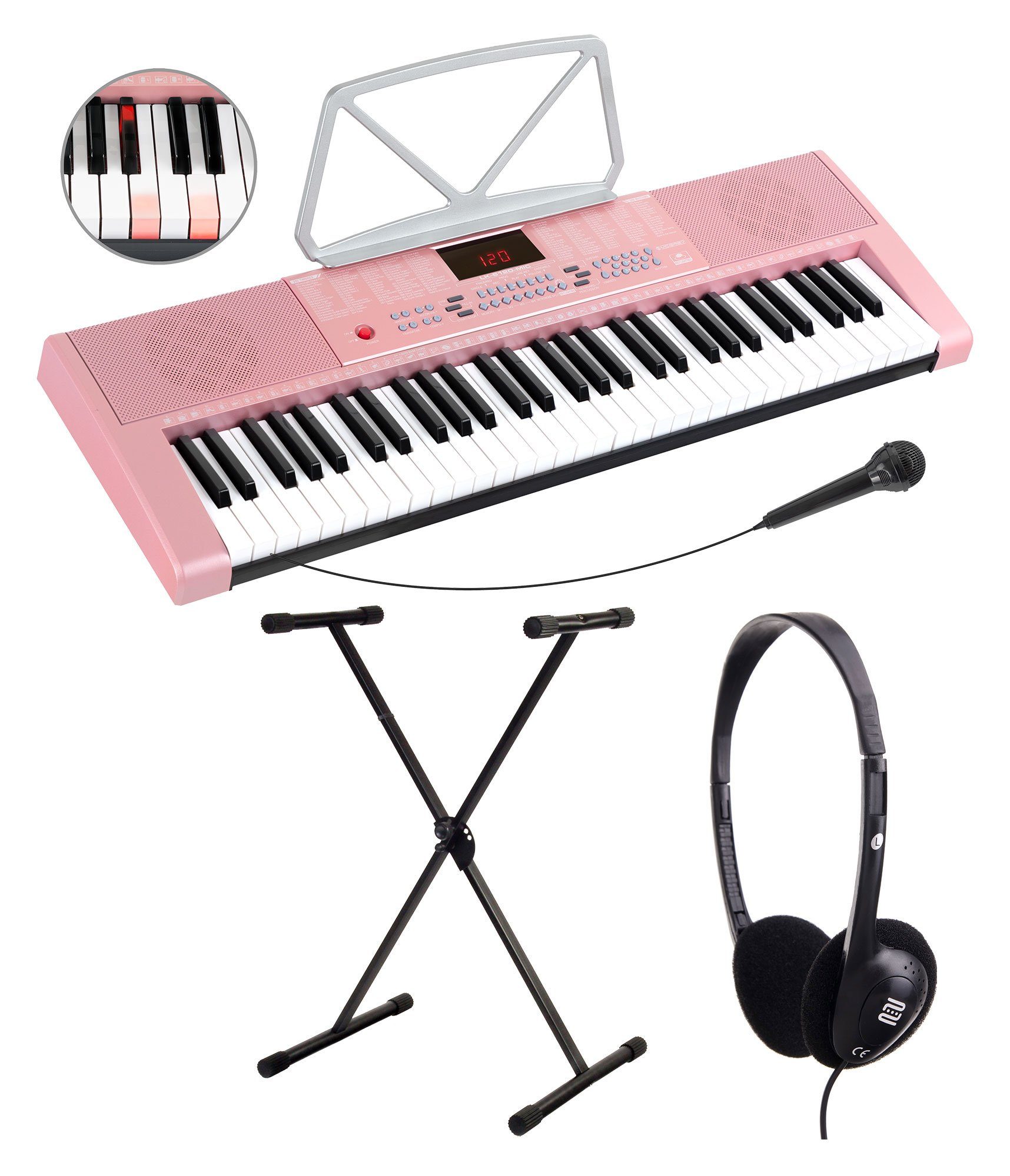 Home-Keyboard LK-6120-MIC - Einsteiger-Keyboard mit 61 Leuchttasten