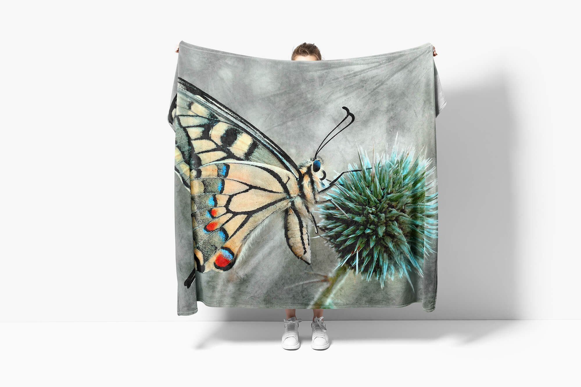 Strandhandtuch Tiermotiv Handtücher Schmetterling (1-St), Saunatuch Art Baumwolle-Polyester-Mix Kuscheldecke Sinus Naha, Handtuch mit Handtuch