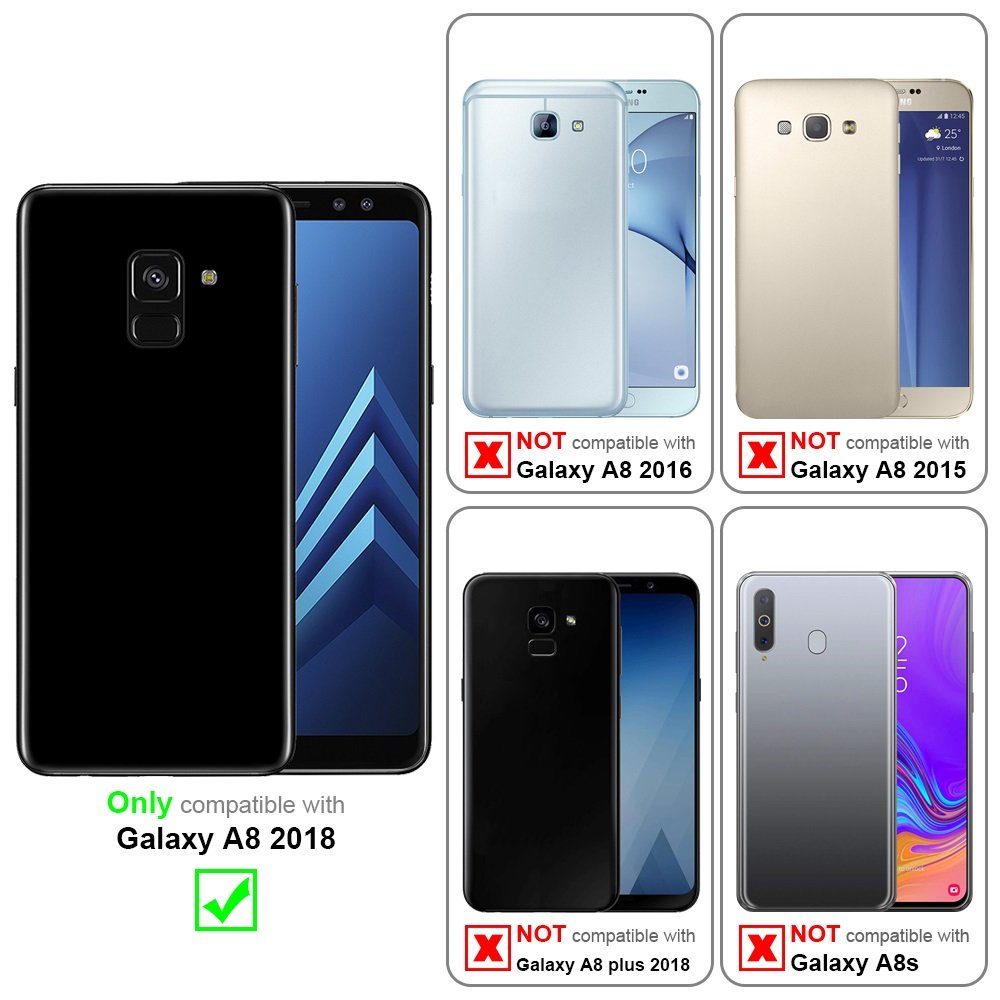Cadorabo Handyhülle für Samsung Galaxy A8 2018 Hülle Samsung Galaxy A8 2018, Hülle Schutzhülle mit Standfunktion, Magnetverschluss und Kartenfach