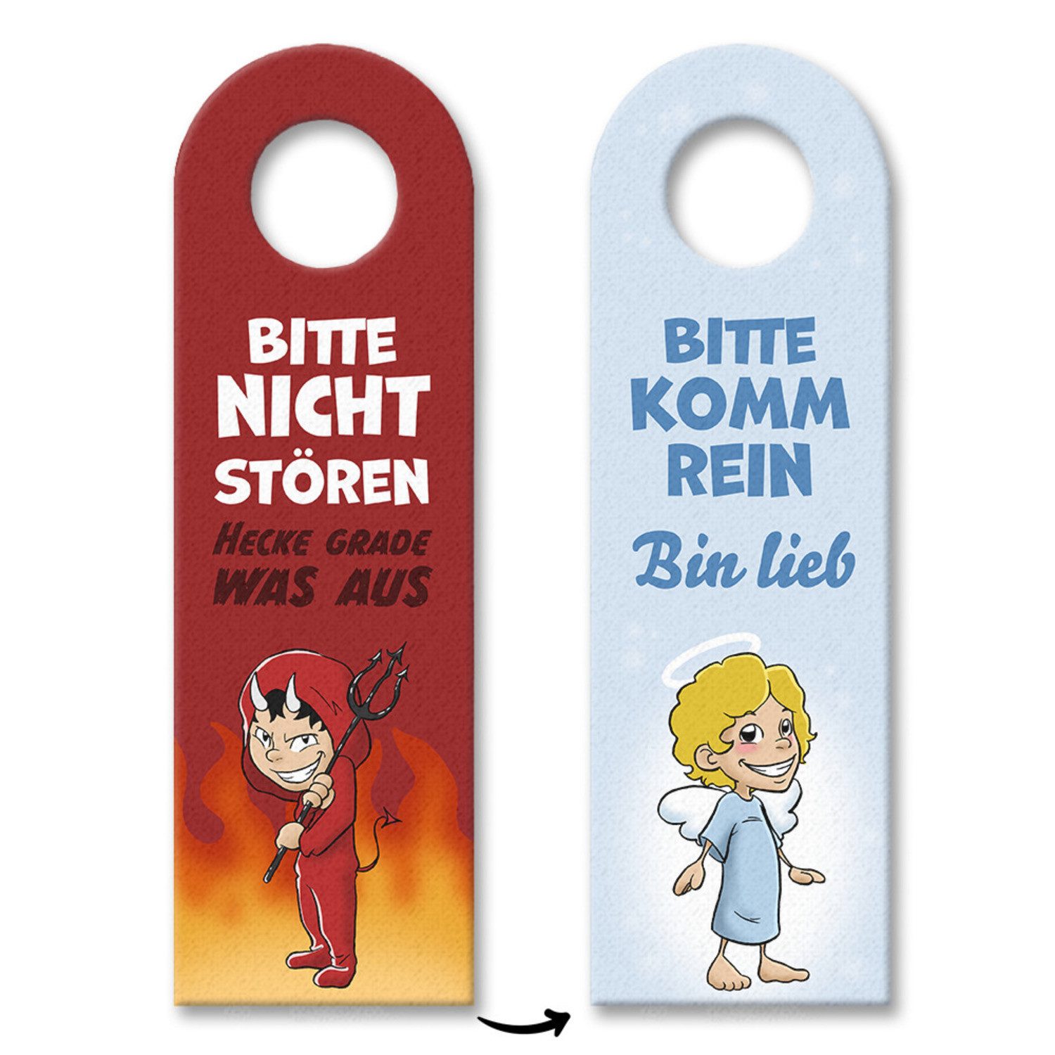 Dekohänger Bitte nicht stören komm rein Türhänger 3er Set mit Teufelchen und