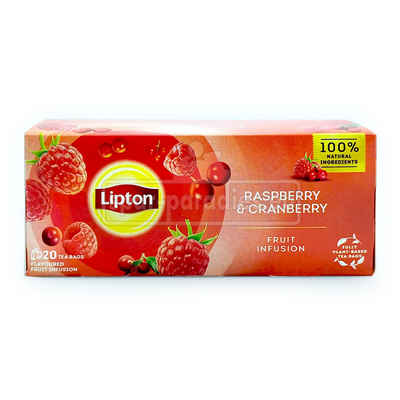 Unilever Teekanne Lipton Früchtetee Himbeere & Cranberry, 20er Pack