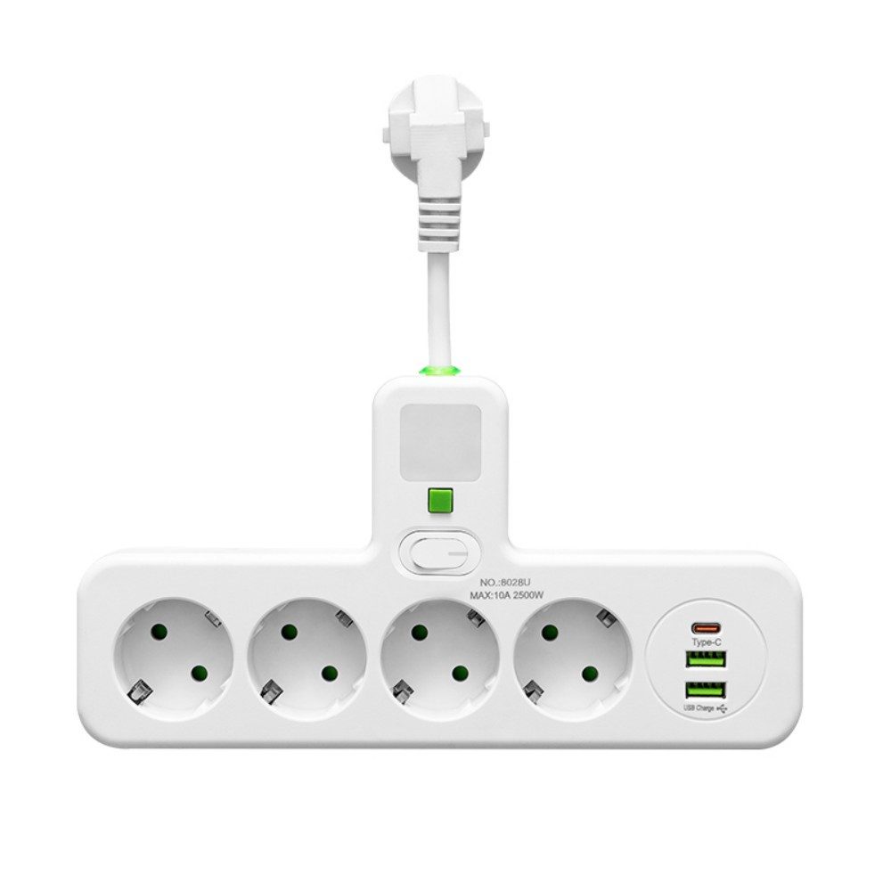 VIVIHEYDAY Steckdosenleiste mit USB, 4 Fach Mehrfachsteckdose Mit Schalte Mehrfachsteckdose, & Nachtlicht, Mehrfachsteckdose Mit 2 USB & 1 Type-C