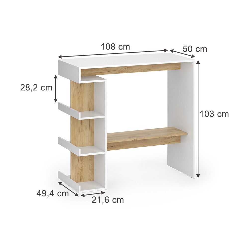 Vicco Bartisch Dana, Weiß/Goldkraft Eiche/Goldkraft Eiche, günstig online kaufen