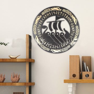 NUODWELL Wanddekoobjekt 4 Stück Metall Wanddekoration - Viking Wanddekor Holz Interieur