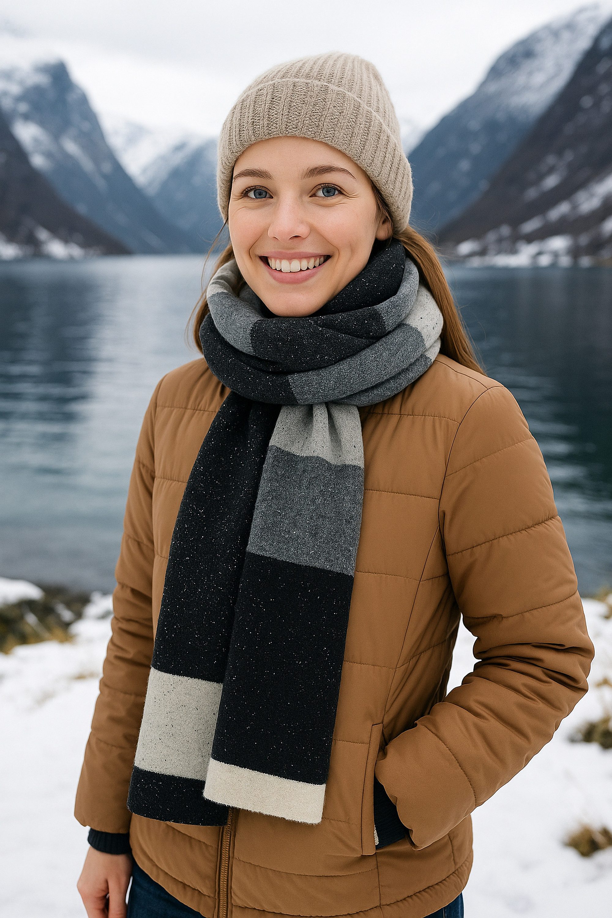 COLLEZIONE ALESSANDRO Wollschal Kuschelweich, (1-St), eleganter schwarz-mix, Made in Italy