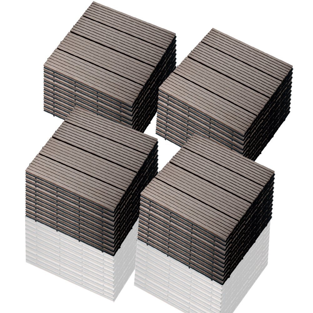 euroharry WPC-Fliesen 44-St. 4m² Terrassenplatten, 30x30 cm WPC-Fliesen Klickfliese Neu Hellbraun