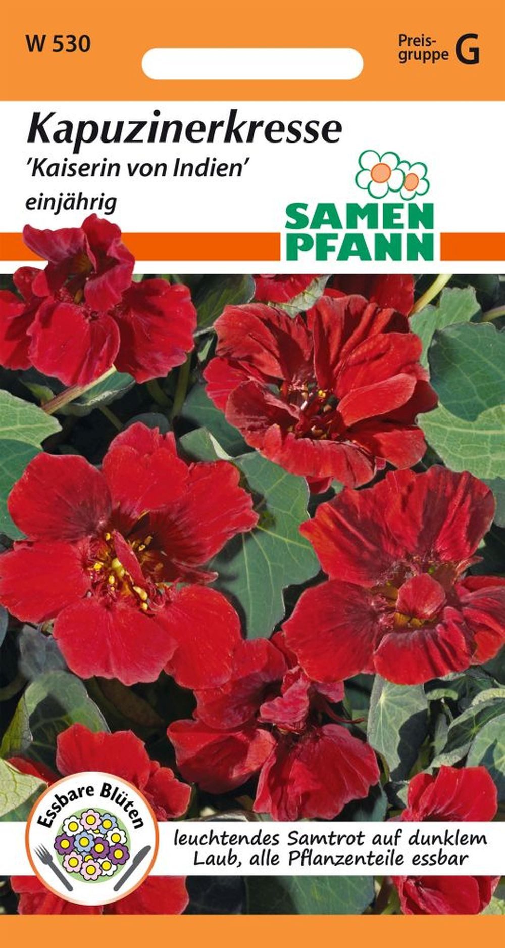 SAMEN PFANN Blumensamen Kapuzinerkresse, Kaiserin von Indien - Kapuzinerkresse-Samen, Tropaeolum minus