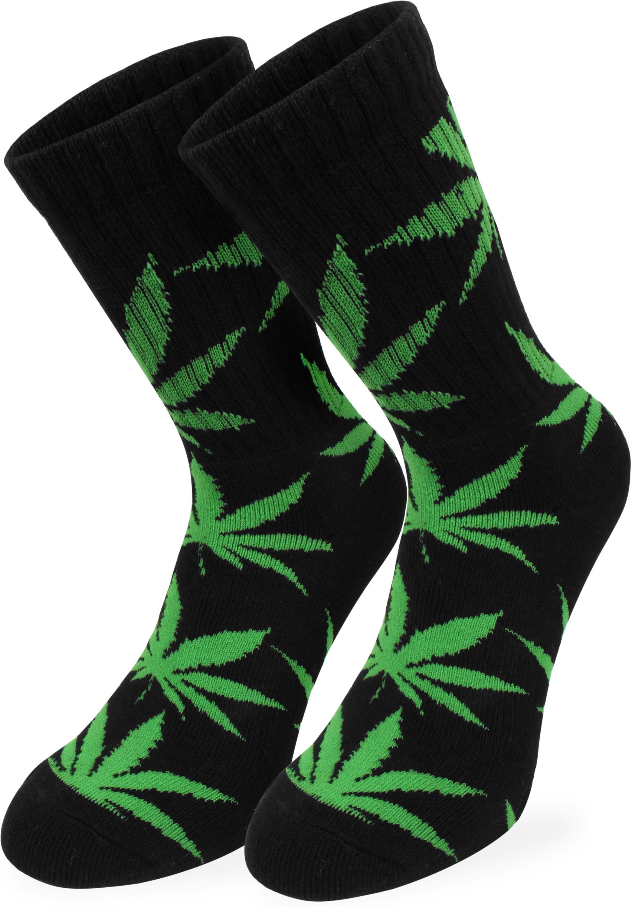 Sportsocken 6 Paar Hanf Tennissocken mit Hanf Blätter Muster