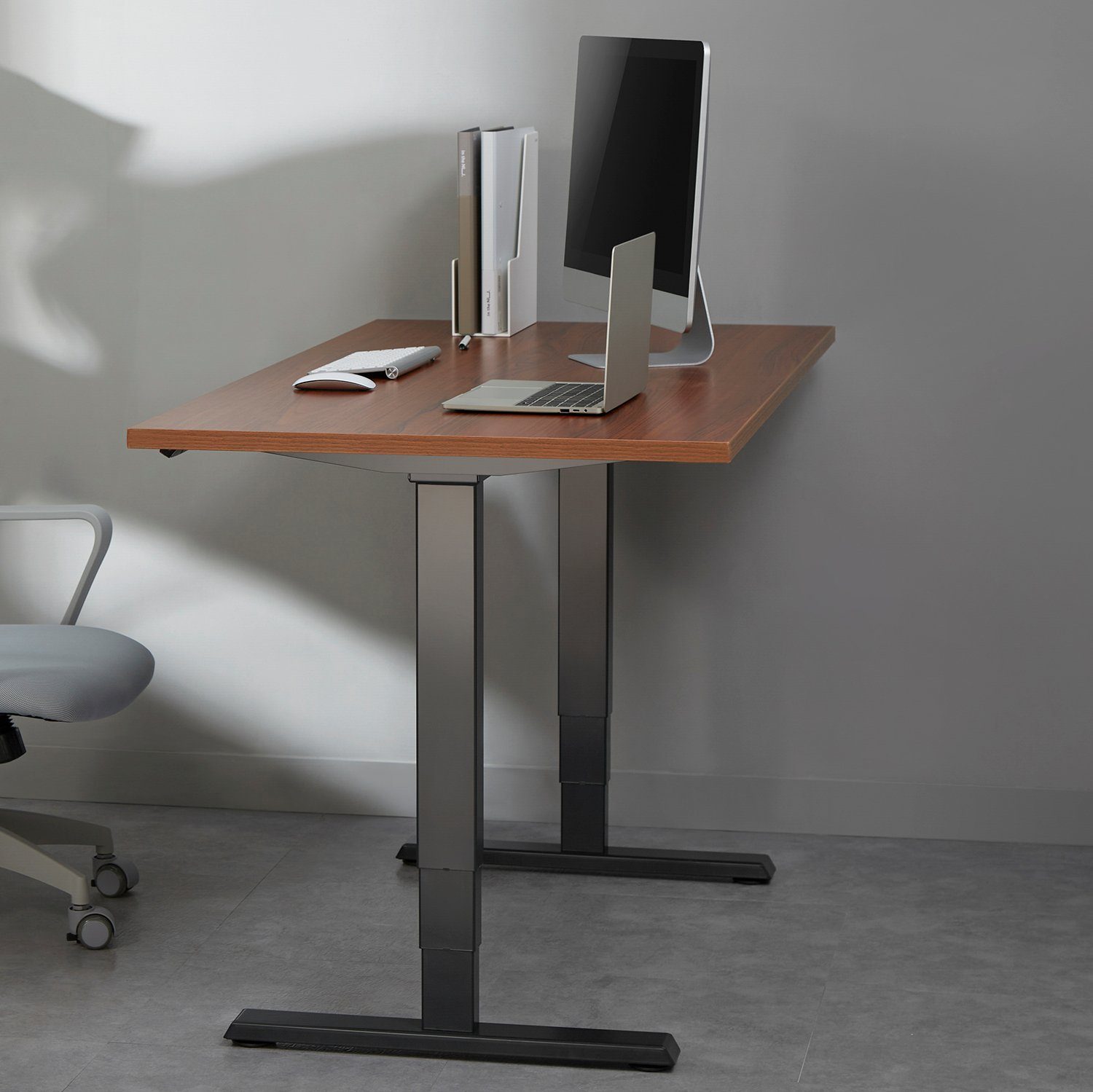 max. Schreibtisch Tischplatte cm ER-422, ohne Bürotisch Ergo Höhe 128 Sitz-Steh-Schreibtisch Office