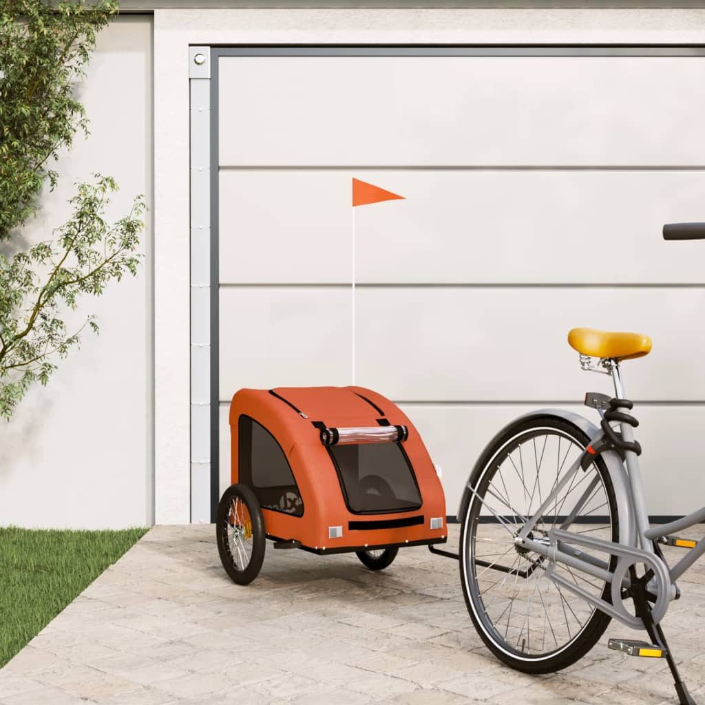 Thumbnail - vidaXL Fahrradhundeanhänger Fahrradanhänger für Hunde Orange Oxford-Gewebe und Eisen