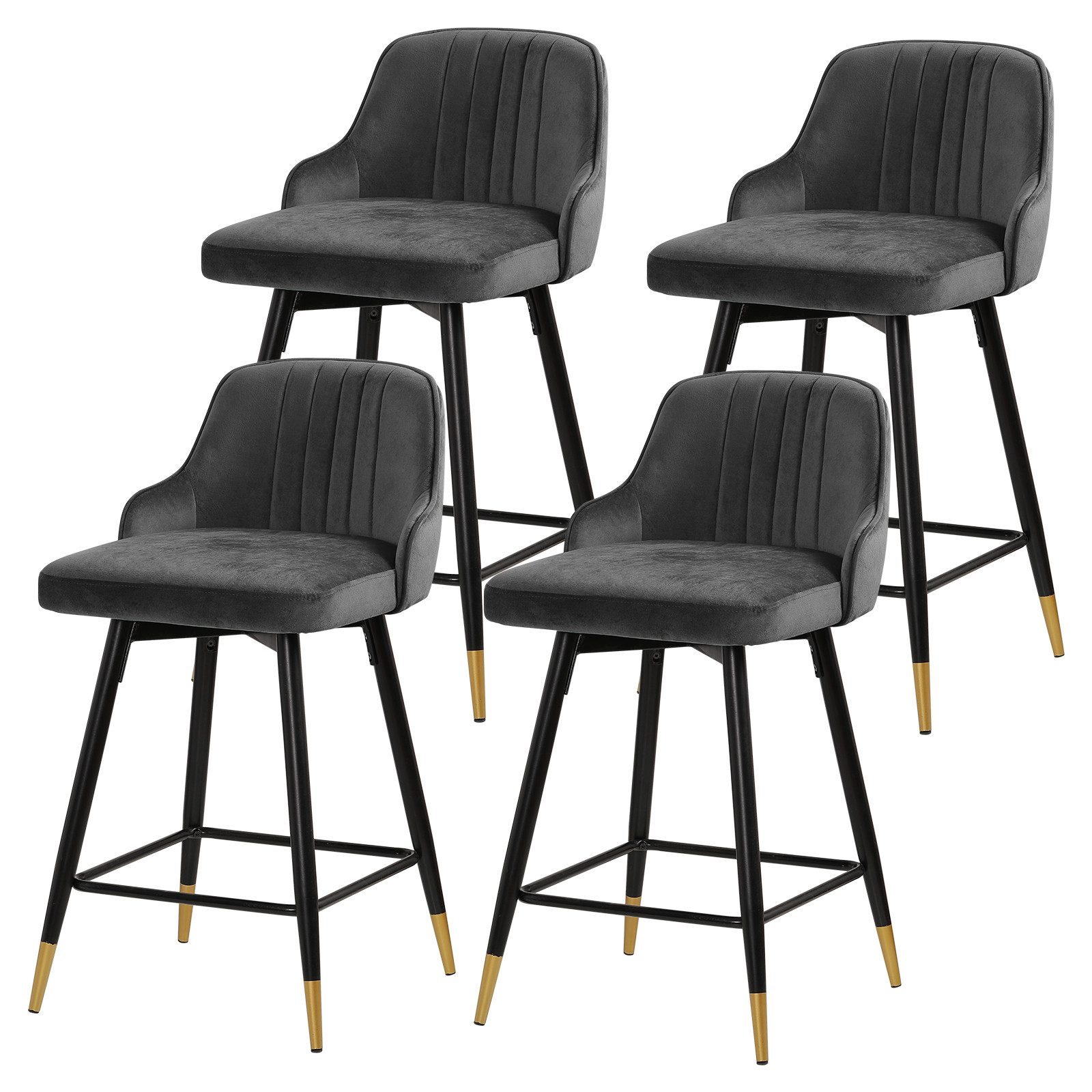 Barhocker 360° drehbar Samt Sitz mit Metallbeine
