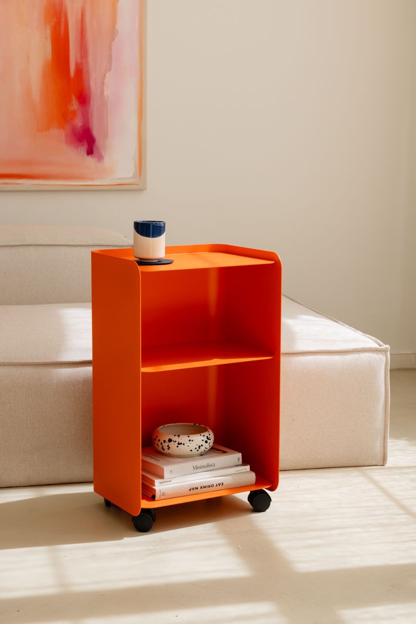 Metallbude Rollcontainer JUNO, variabel nutzbar als Beistelltisch, Nachttisch oder Organizer
