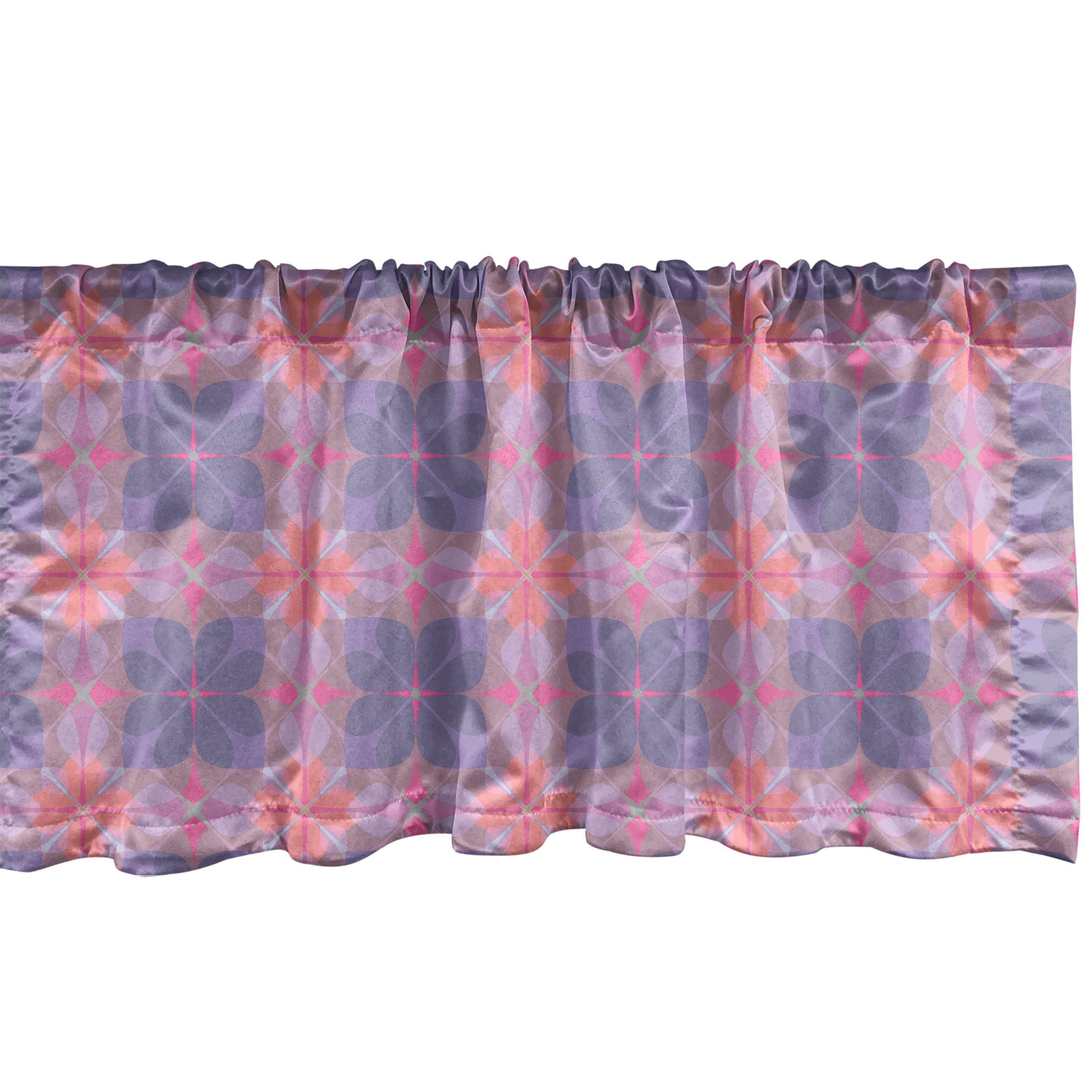 Scheibengardine Vorhang Volant für Küche Schlafzimmer Abakuhaus, Frühling Dekor mit Bunte Blumenmosaik Microfaser, Retro Stangentasche