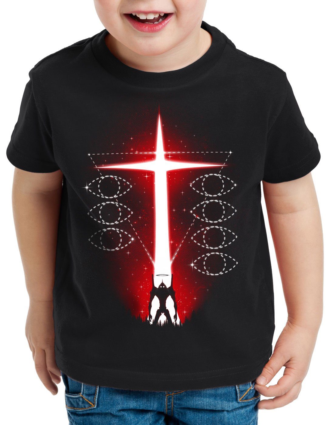 style3 Print-Shirt Kinder T-Shirt Evangelion Resurrection engel anime japanisch
