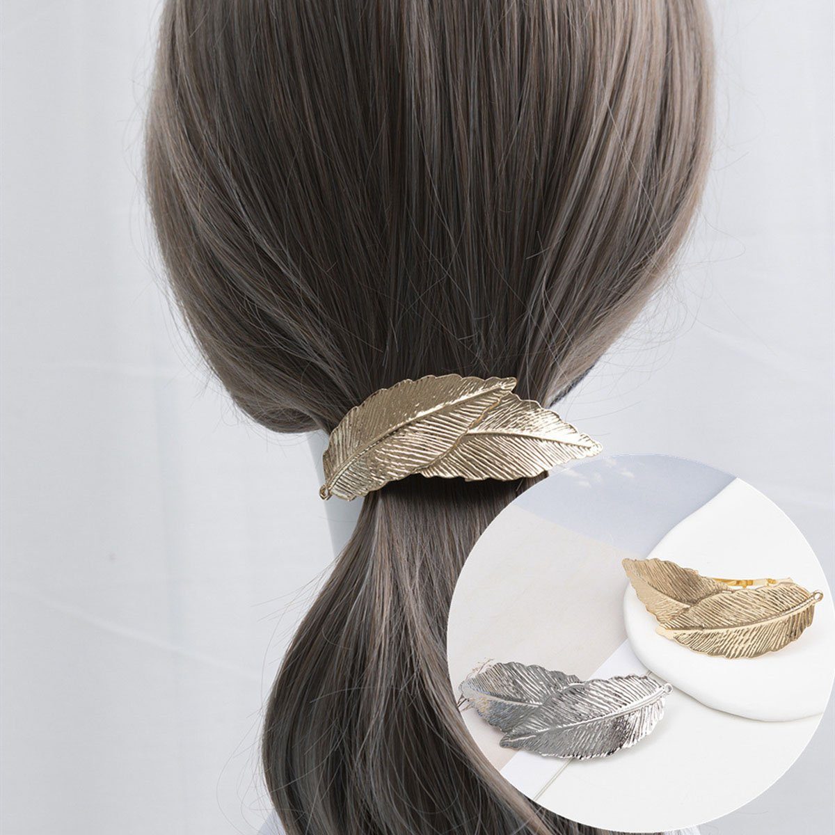 CTGtree Haarspange 2 Haarspange, Haarspange Metall Stück Barrette Vintage 2-tlg. Blatt