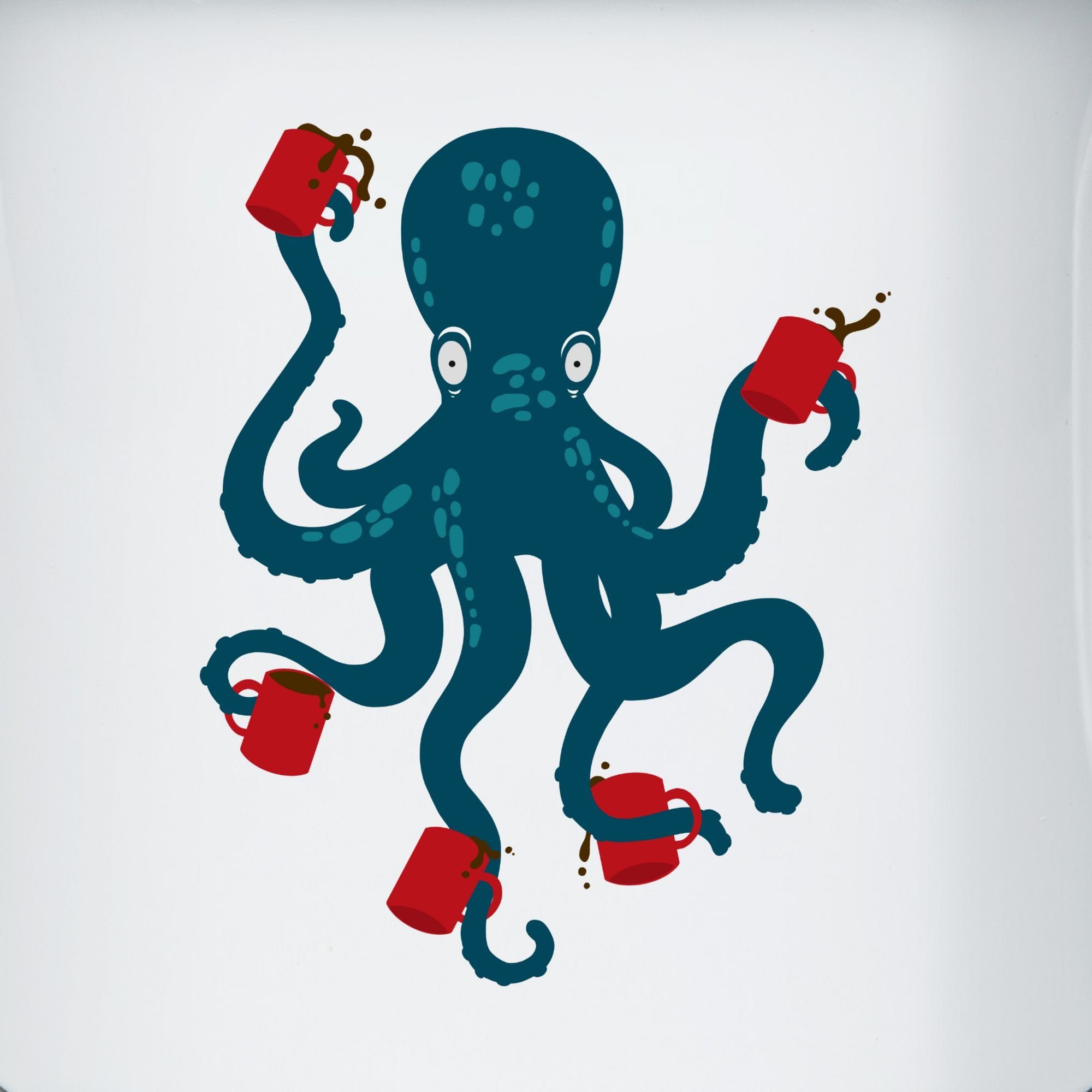 2 Stahlblech, Tasse Schwarz Krake Statement Shirtracer Kaffee Octopus Coffee, Weiß