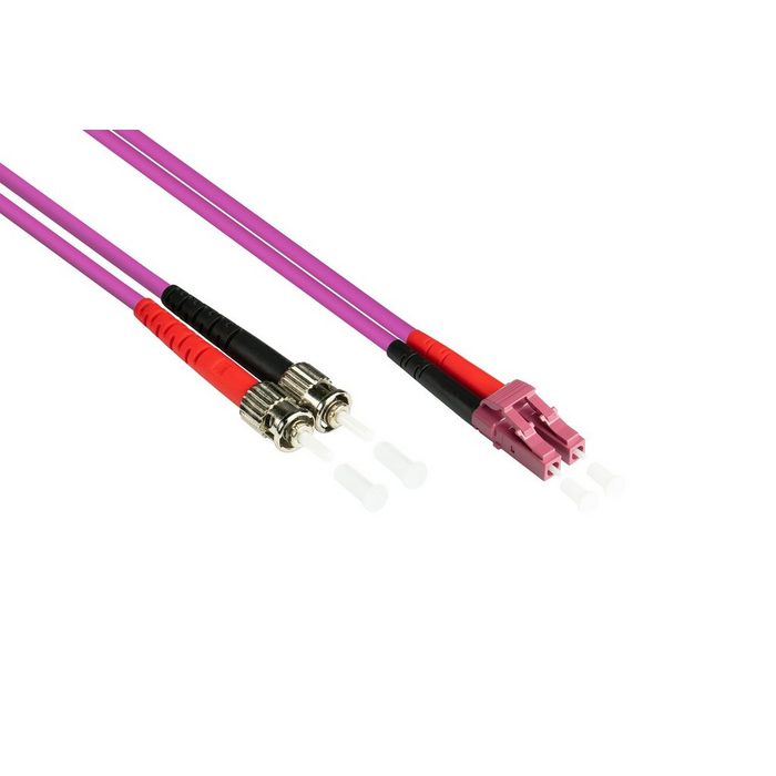 Kabelmeister Patchkabel LWL Duplex OM4 (Multimode 50/125) LC/ST LSZH austauschbare Polarität 2m LAN-Kabel