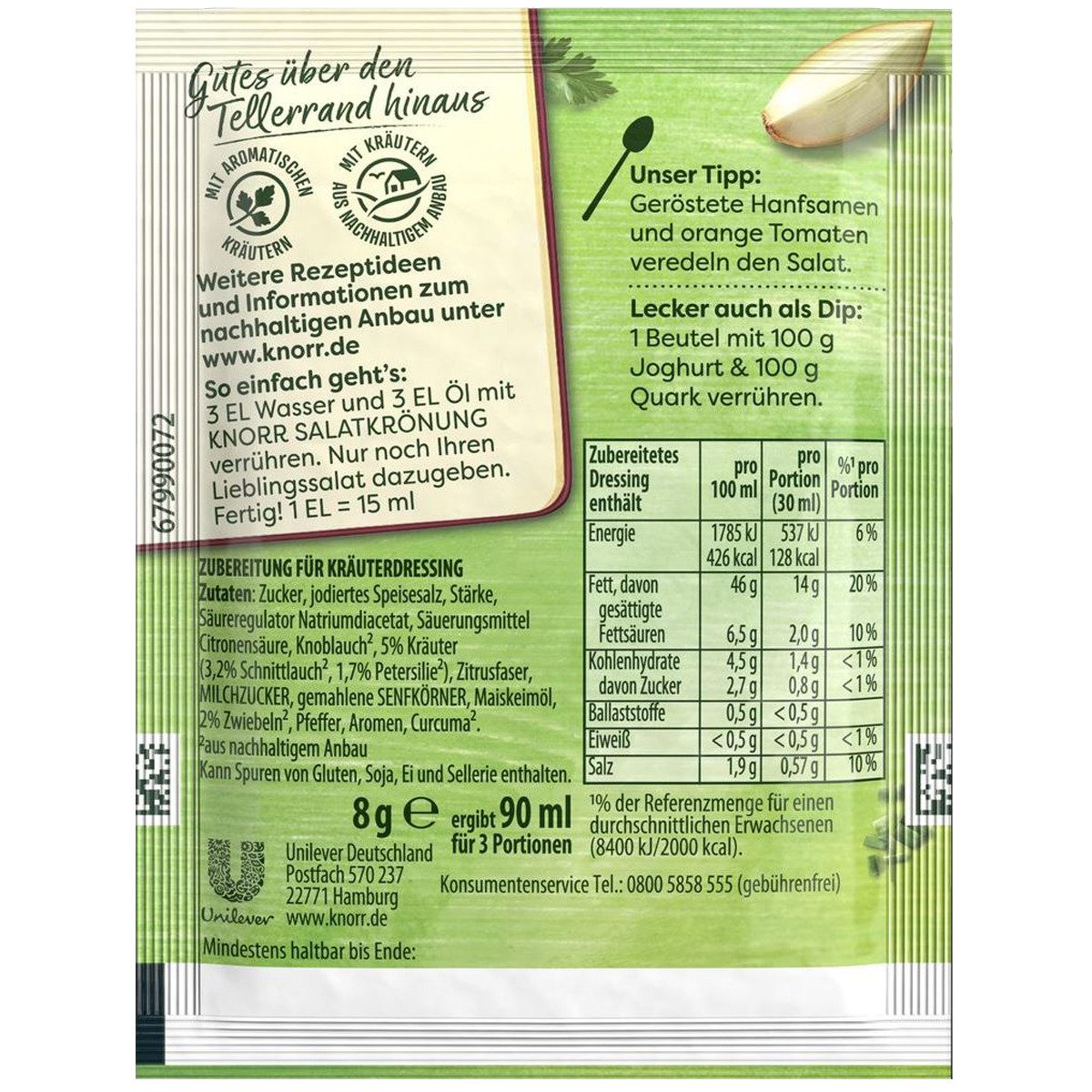 Knorr Saucen, Knorr Salatkrönung Küchen Kräuter klares Salat Dressing 5x 8g 5er