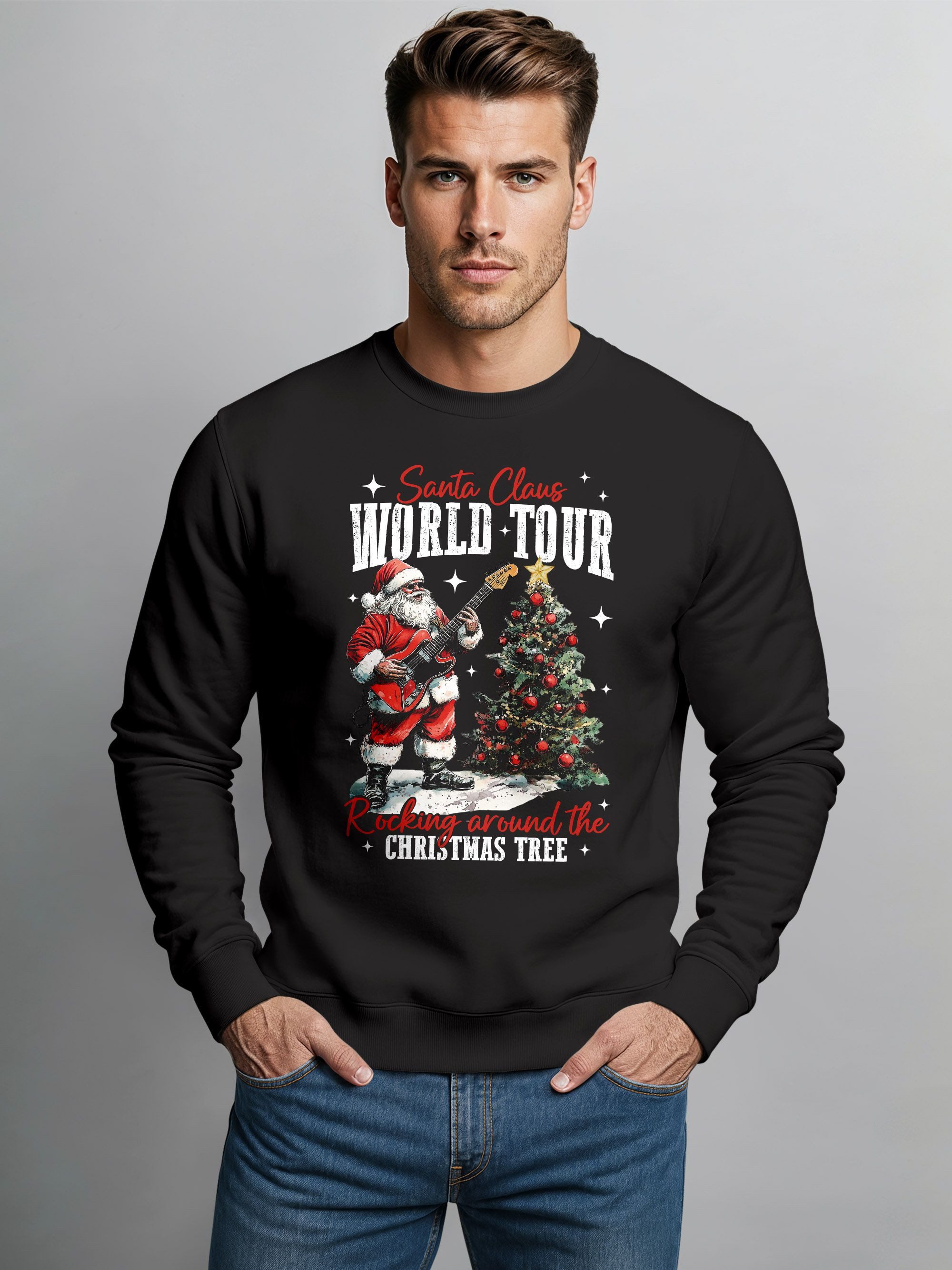 Neverless Sweatshirt Sweatshirt Herren Santa Claus World Tour Weihnachtspul günstig online kaufen
