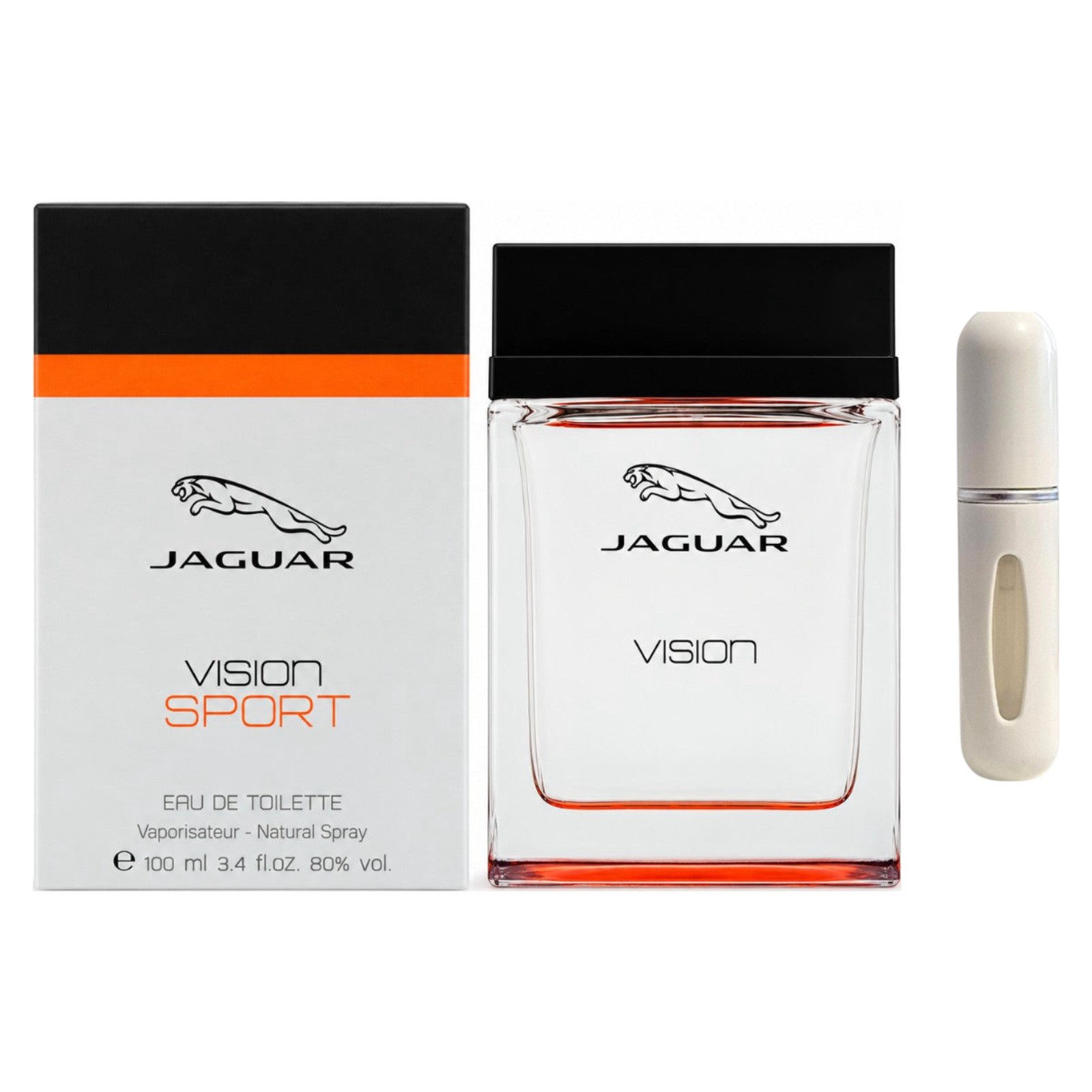 Jaguar Duft-Set Vision Sport EDT – Frisch Holzig + Parfümzerstäuber (leer)
