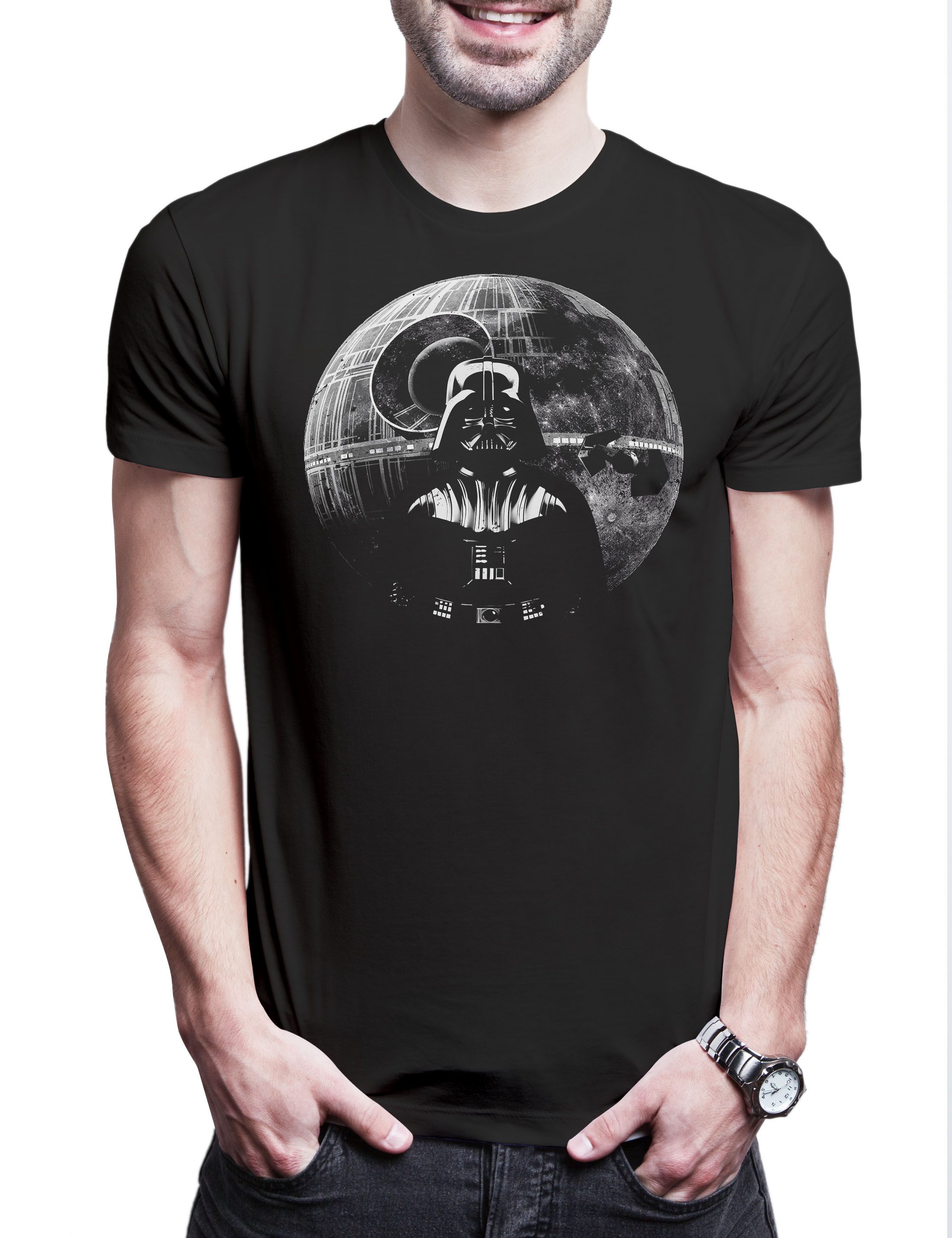 Print-Shirt Darth Moon Herren T-Shirt Sterne Mond Star Vader Tie Wars Krieg Sci-Fi