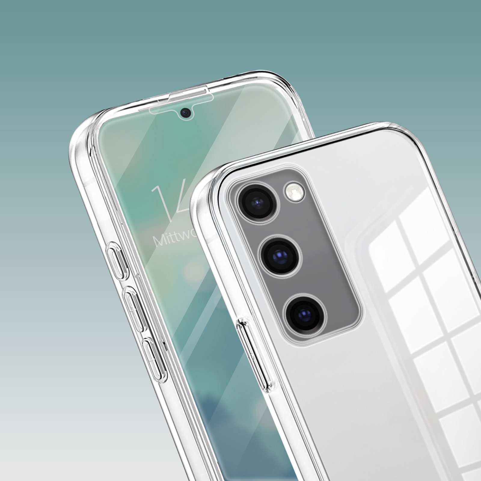 Tec-Expert Handyhülle 360 Grad Hülle für Samsung Galaxy S20 FE 6.5 Zoll, 6.5", Rundum Schutz Cover Case Hülle Transparent