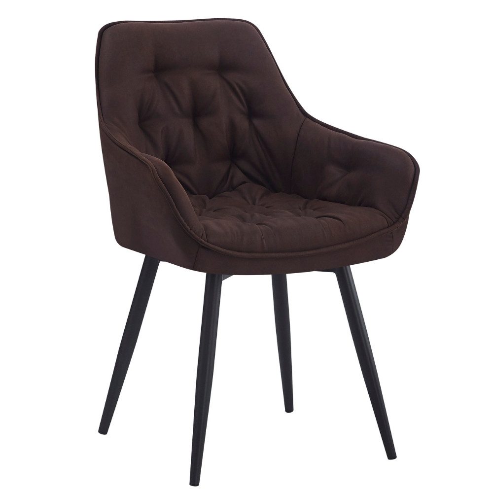 LebensWohnArt Stuhl Design Drehstuhl UDINA vintage-braun Mikrofaser Ziersteppung