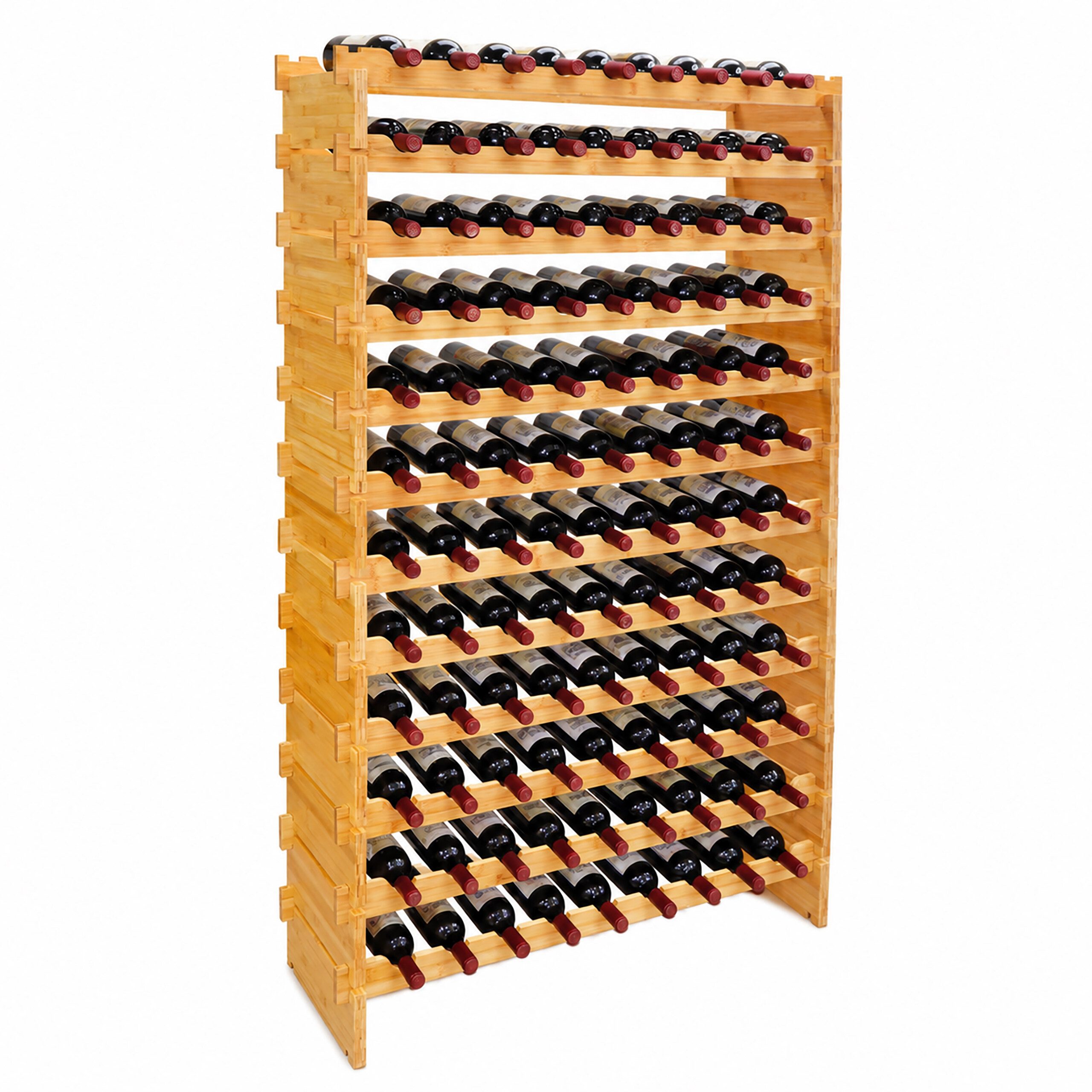 relaxdays Weinregal Stapelbar Weinregal Bambus, 1-tlg., natur, 108 Flaschen