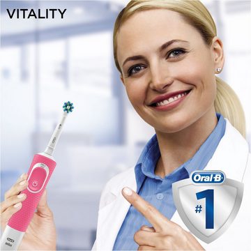 Oral B Elektrische Zahnbürste Vitality 100 CrossAction Pink, Aufsteckbürsten: 1 St.
