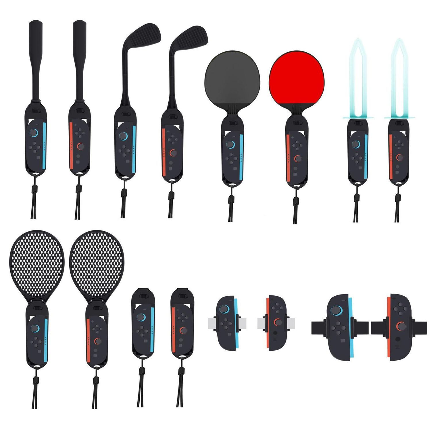 Wigento Handyhülle Für Nintendo Switch 2 16-in-1 Motion-Sports-Kit Schwarz, Komplettes 16-in-1 Zubehör-Set