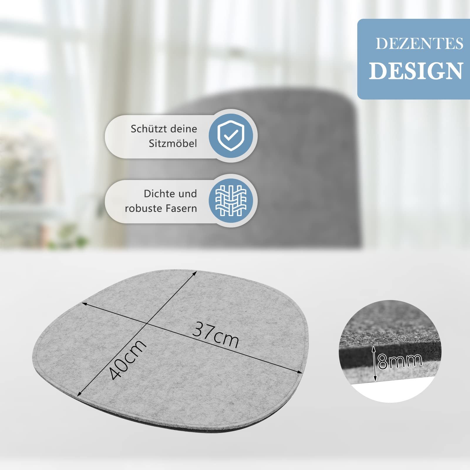 Youyijia Stuhlkissen Set of 4 Chair Cushions Felt Seat Cushion37 x 40 cm