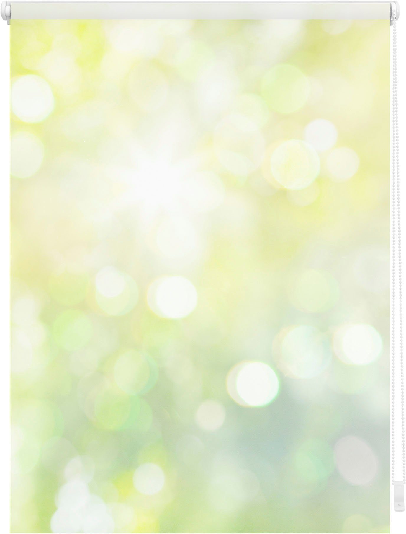 Seitenzugrollo Rollo Klemmfix, ohne Bohren, Verdunkelung, Lichtspiel - Grün Gelb, LICHTBLICK ORIGINAL, verdunkelnd, freihängend, Klemmfix