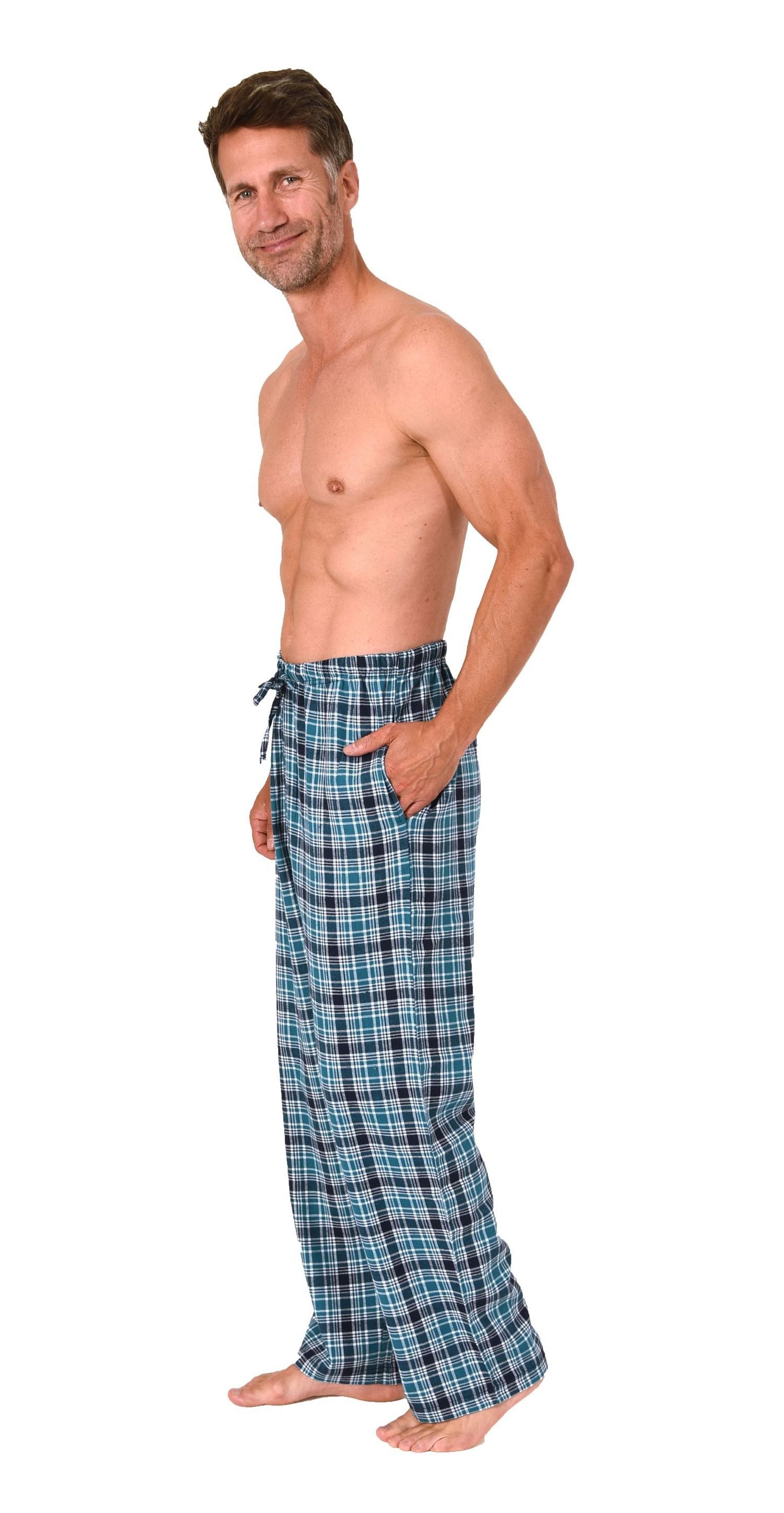 Normann Pyjama Normann Herren Flanell Schlafanzug Pyjama Hose in Karo Optik günstig online kaufen