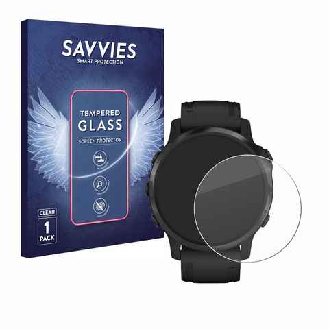Savvies Panzerglas für Garmin Fenix 6S Pro, Displayschutzglas, Schutzglas Echtglas 9H Härte klar Anti-Fingerprint