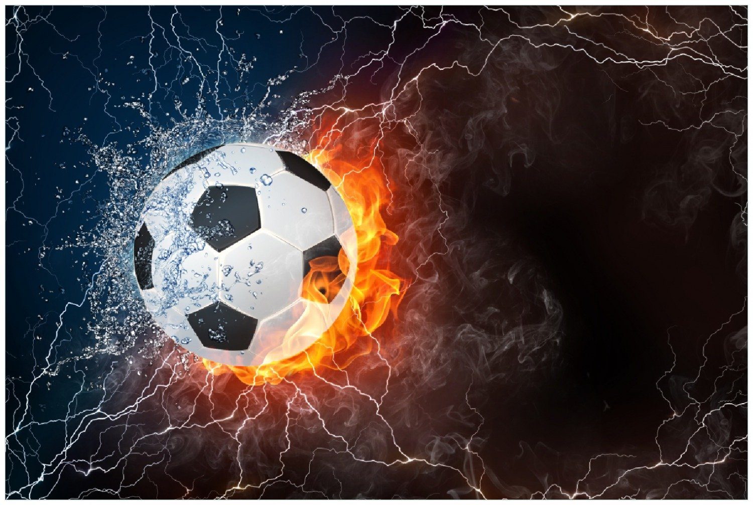 Wallario Poster, Fußball - Feuer und Wasser, in verschiedenen Ausführungen  online kaufen | OTTO