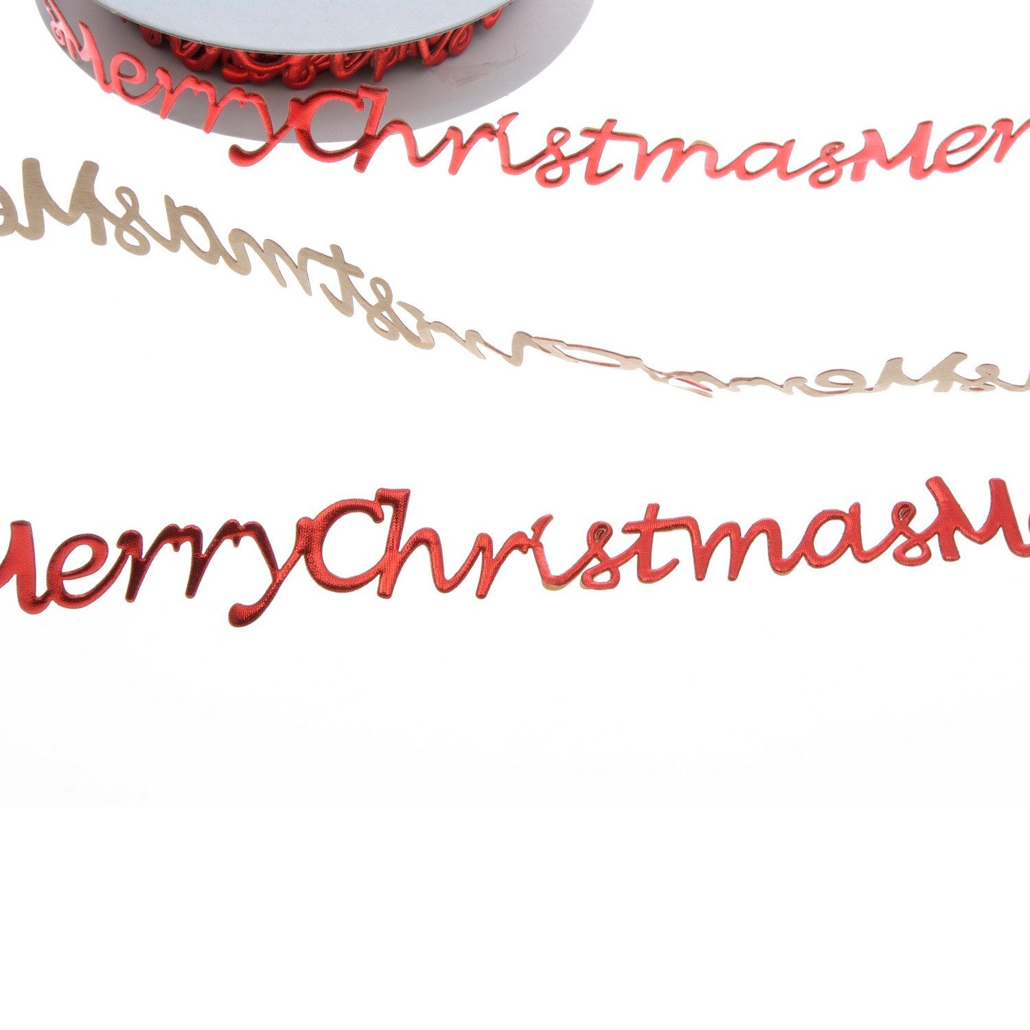 Deko AS Bastelband Selbstklebende Bordüre 'Merry Christmas' - rot - 25 mm 9m