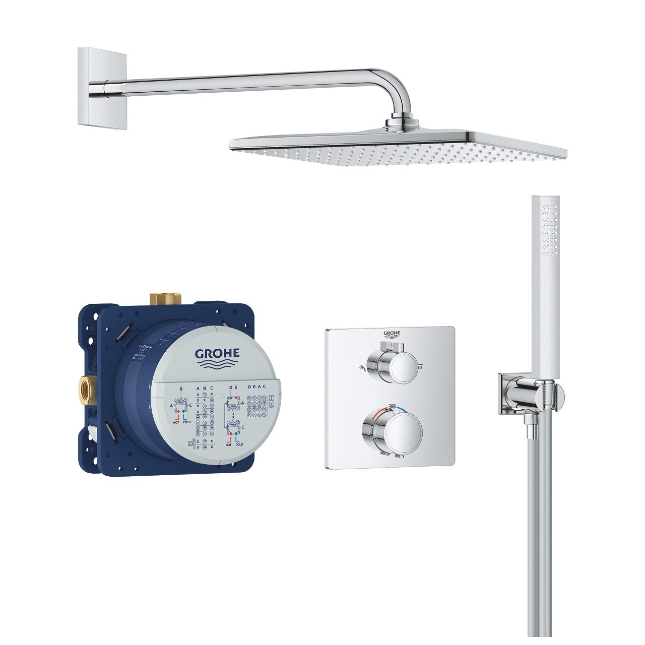 Grohe Duschsystem Precision Thermostat Duschsystem, Quickfix, UP, chrom (34881000)