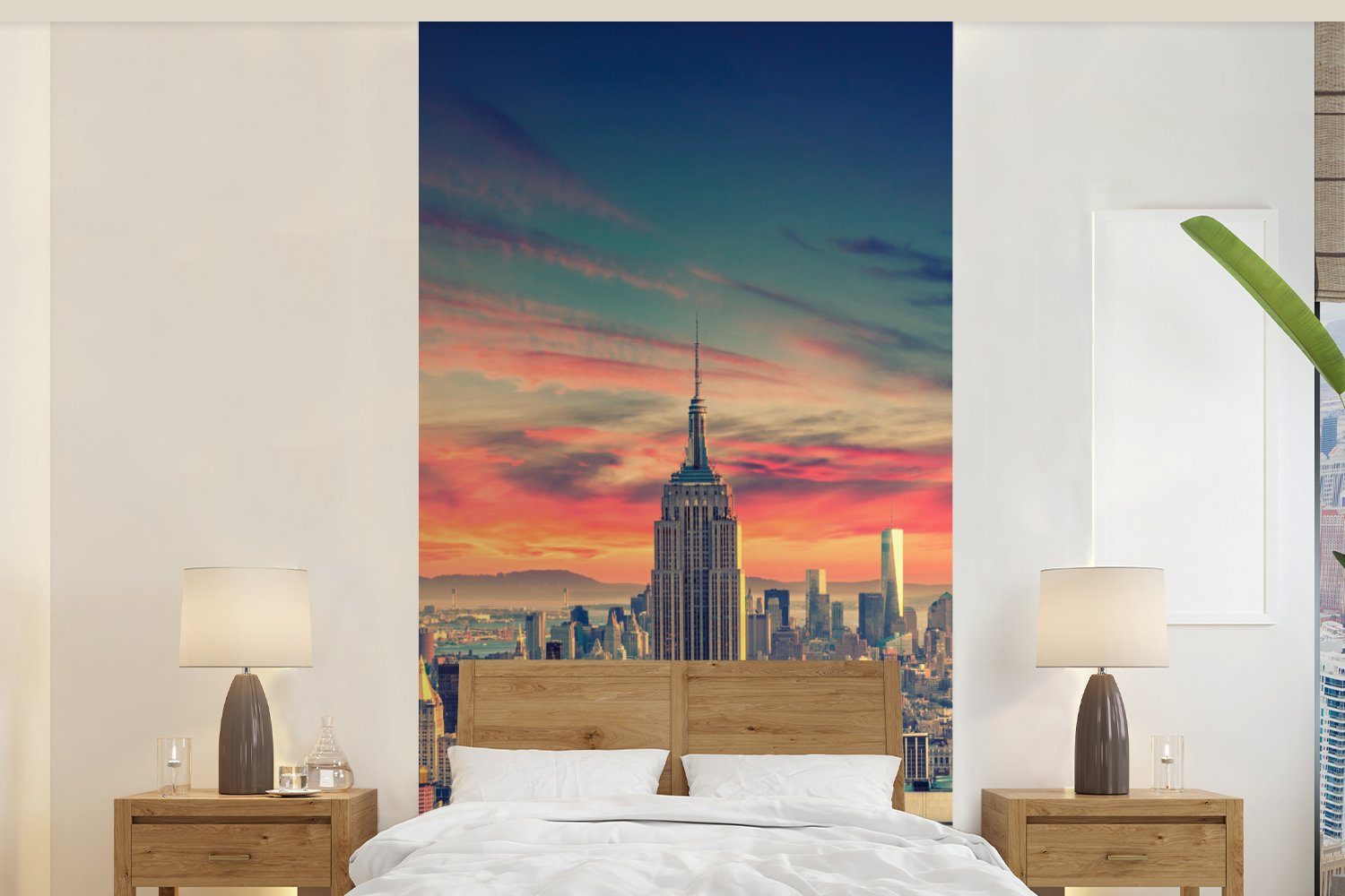 MuchoWow Fototapete New York - Manhattan - Empire State Building, Matt, bedruckt, (2 St), Vliestapete für Wohnzimmer Schlafzimmer Küche, Fototapete