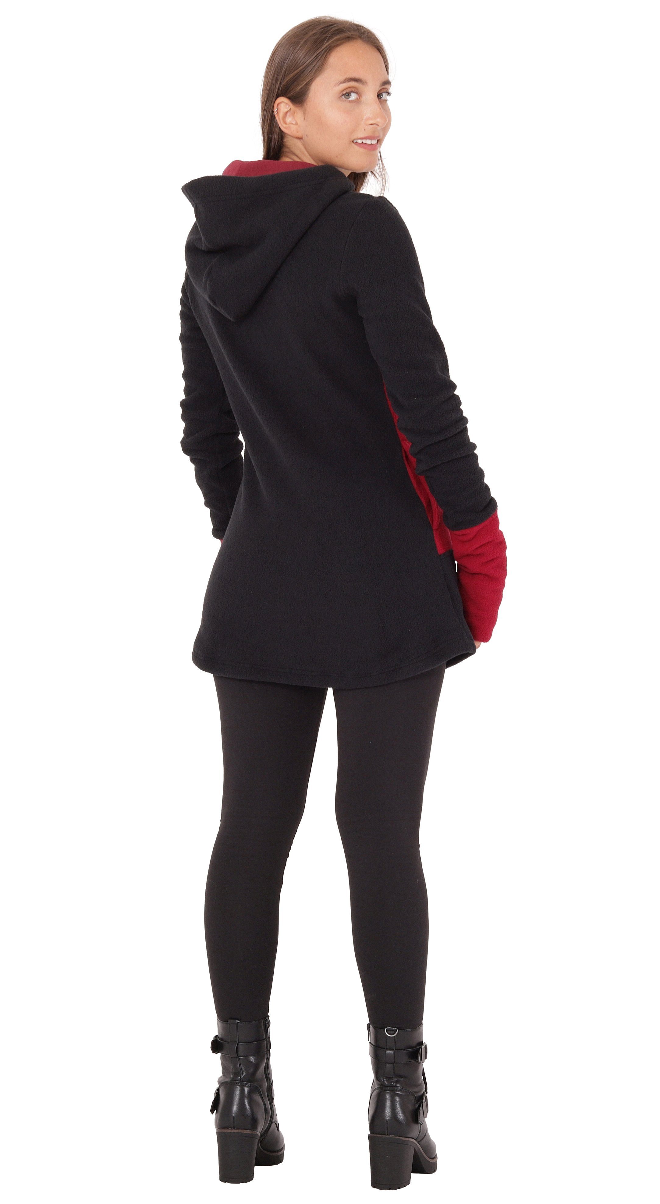 Rot dr12 mit Kapuzenpullover Taschen PUREWONDER und und Kleid Fleece Kapuze Pullover