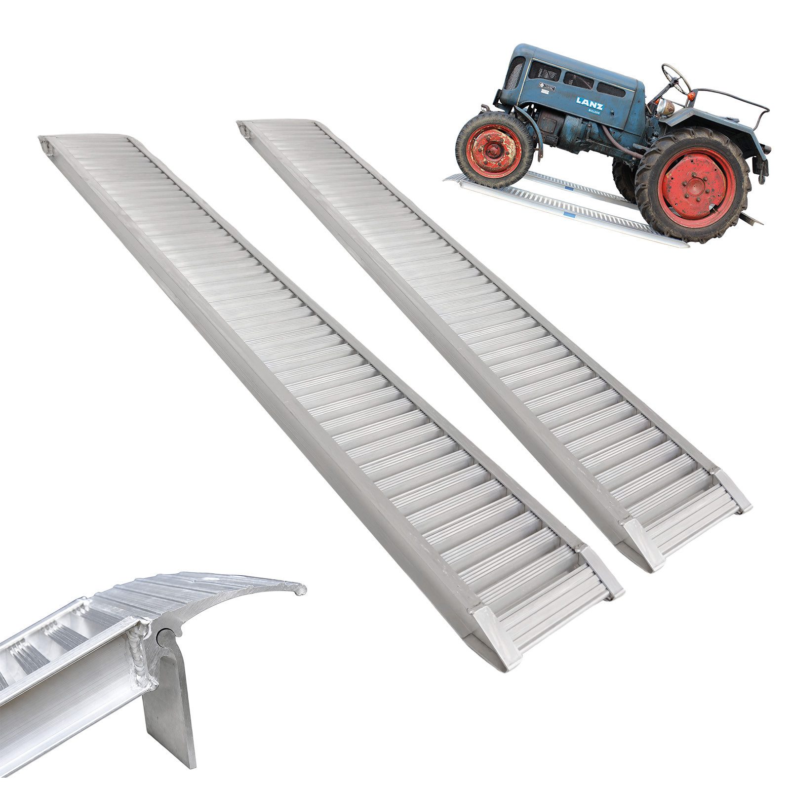 TRUTZHOLM Auffahrrampe Schwerlastrampe 200cm 2000 kg Alu Auffahrrampe für PKW Quad Maschinen (2-St., 2er Set), Stabile Konstruktion, profilierte Oberfläche, mit Sicherungsbolzen