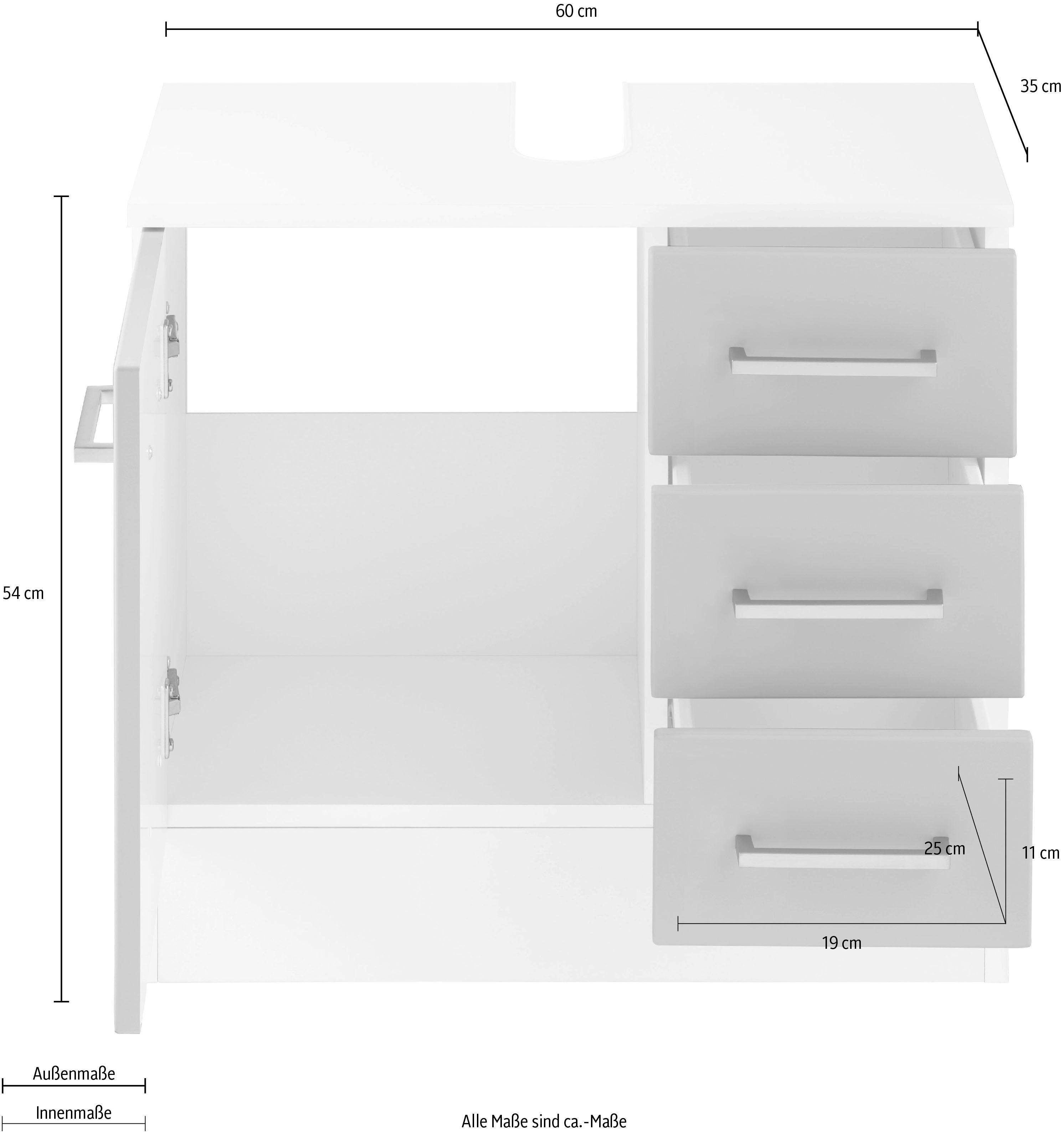 MÖBEL HELD Waschbeckenunterschrank Ribera grün/weiß