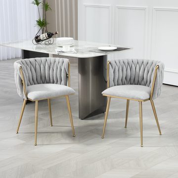 MODFU 4-Fußstuhl Esszimmerstuhl Küchenstuhl Stuhl (Akzent Lounge Stuhl mit Eisenmetallfüßen 2er-Set)