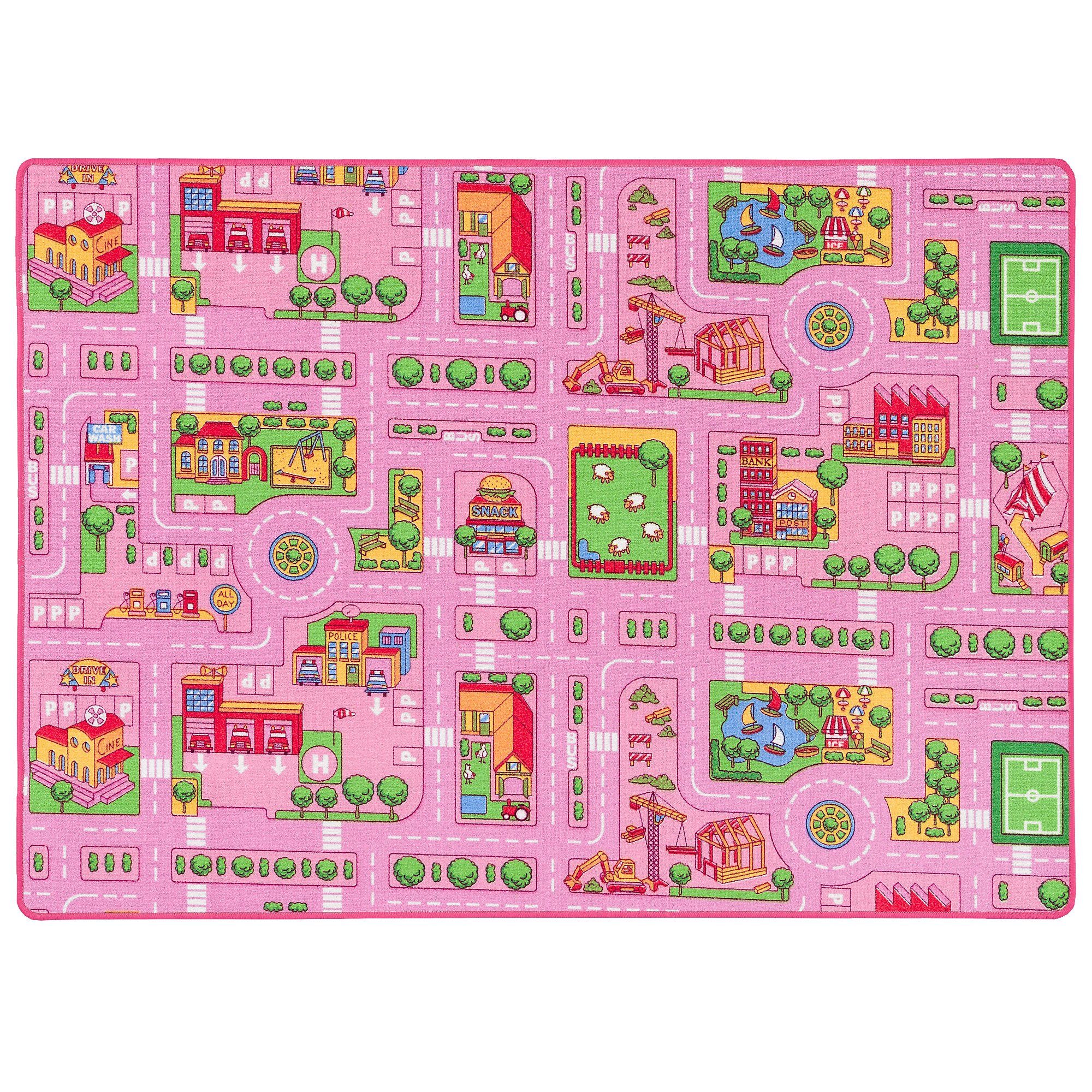 Pergamon Kinderteppich Straßenteppich Beidseitig Girls, Rechteckig, Höhe: 6 mm